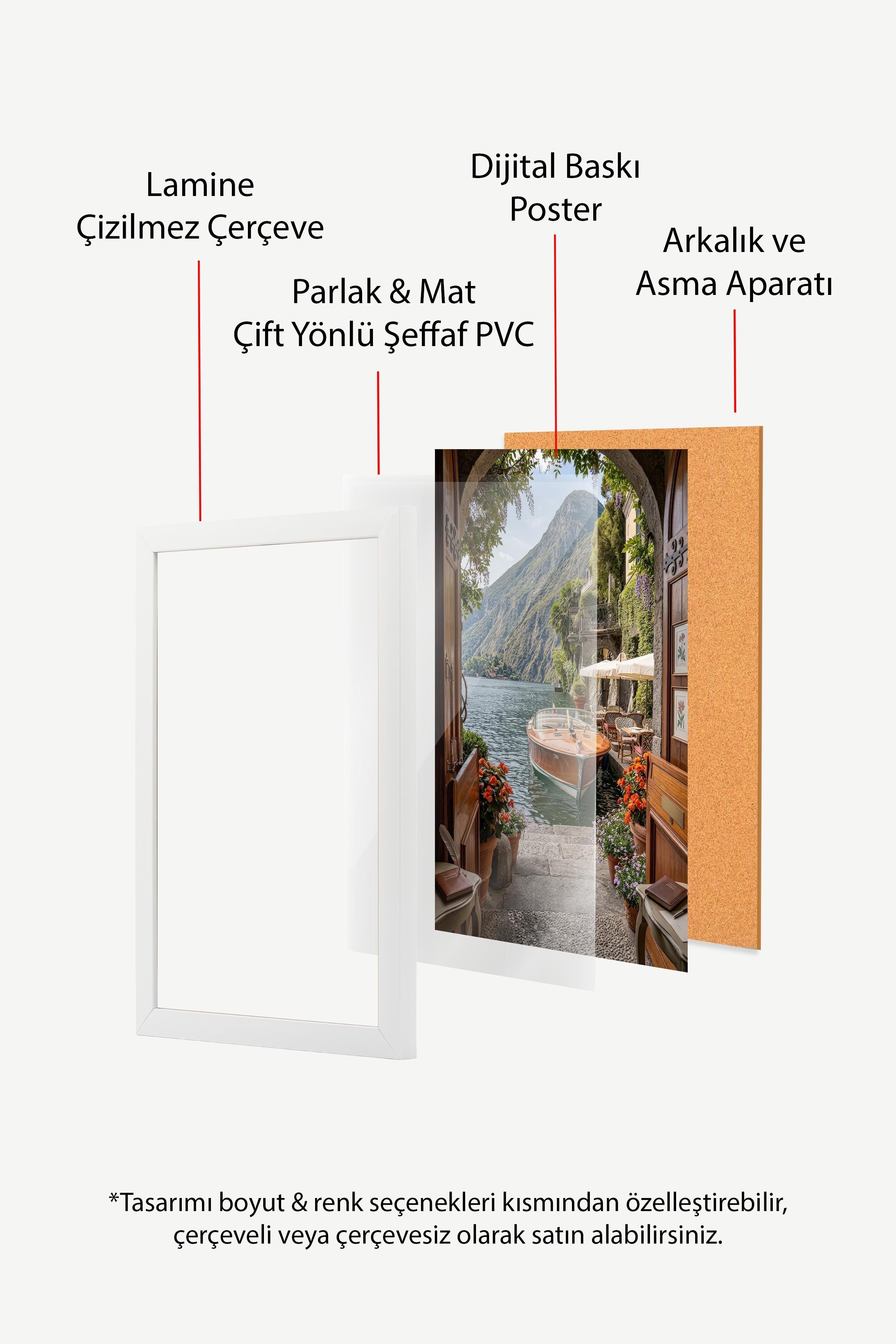 Göl ve Tekne Posteri, Beyaz Çerçeveli Poster, Old Money Serisi, NO:113160