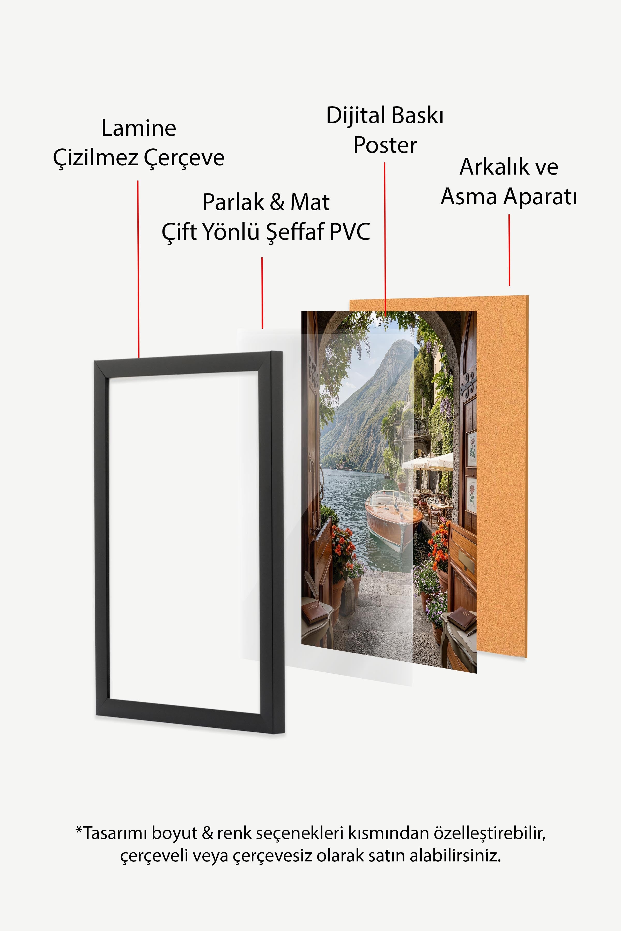 Göl ve Tekne Posteri, Siyah Çerçeveli Poster, Old Money Serisi, NO:113160