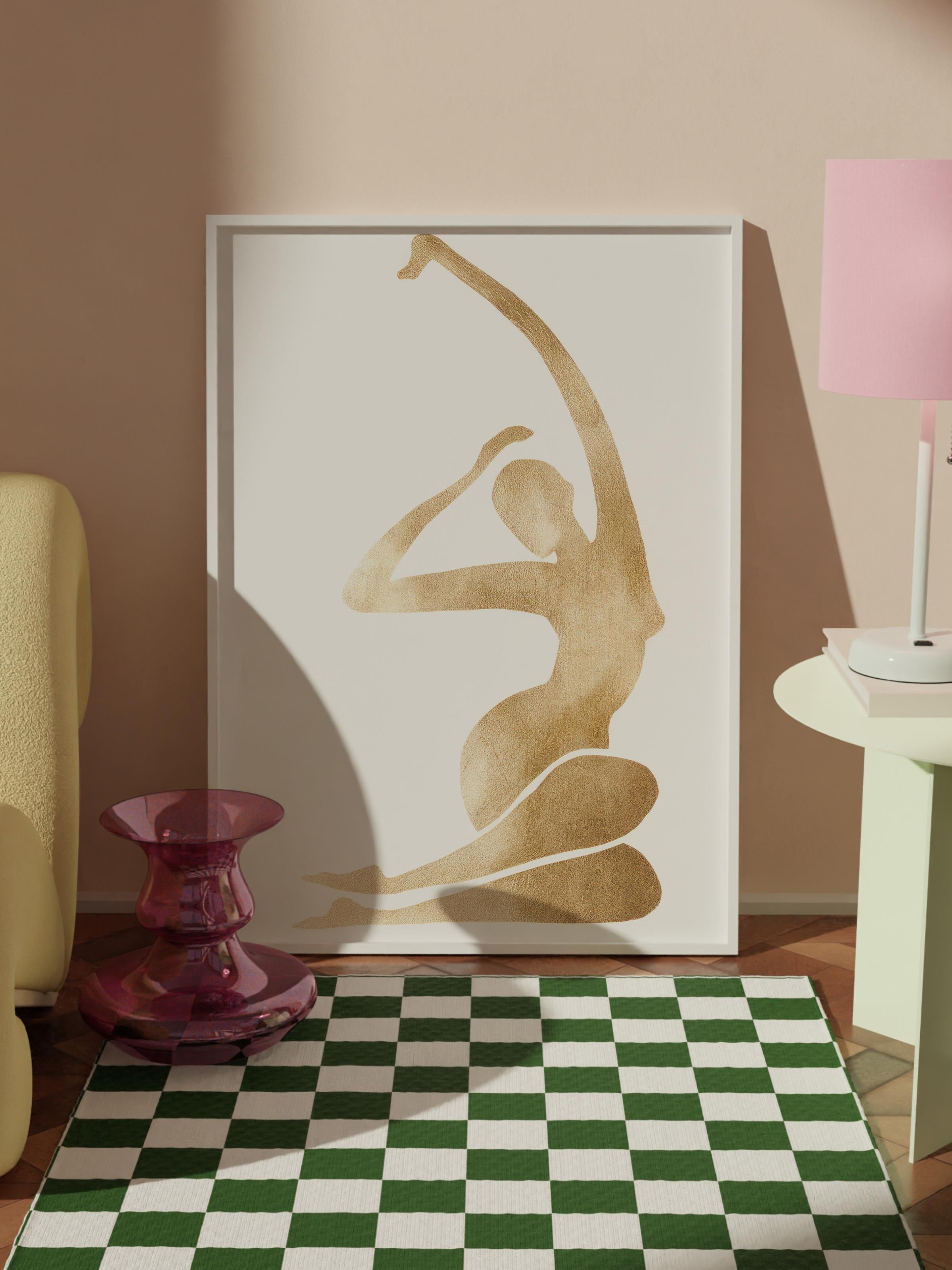 Gold Figure Çerçeveli Tablo, Beyaz Çerçeve ve Poster, Dikey Duvar Tablosu Comfort Serisi NO:108450