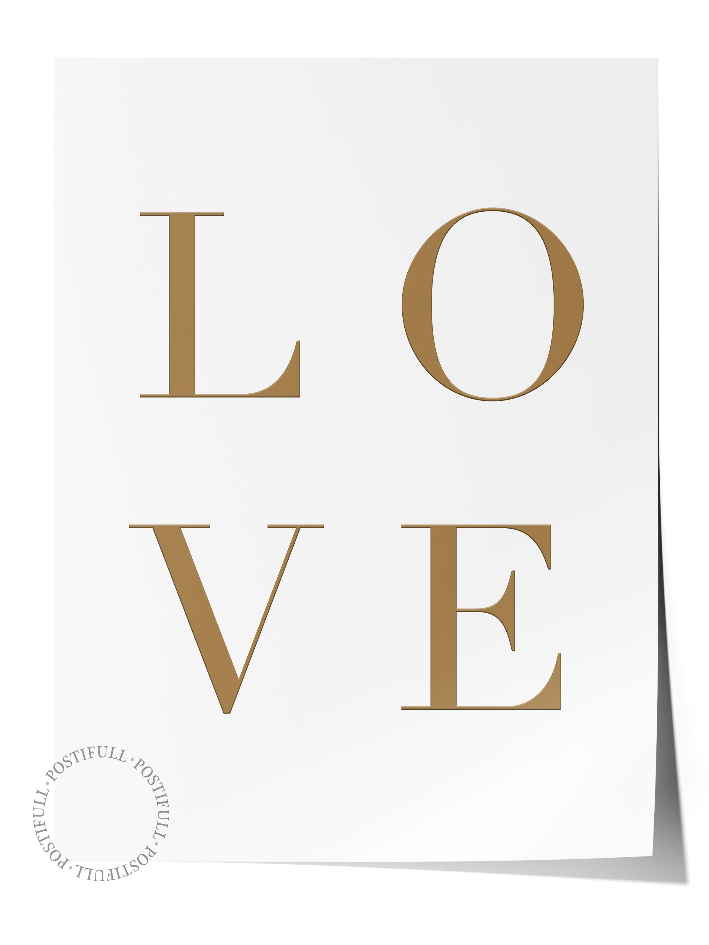 Gold Love Poster, Çerçevesiz Duvar Posteri, Dikey Duvar Tablosu Comfort Serisi NO:108381