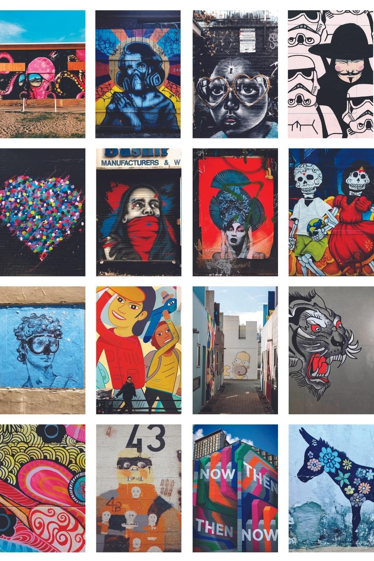 Grafiti Temalı Arkası Yapışkanlı Poster Kolaj Set - 50 Adet - Renkli Poster Seti - 10cm*15cm