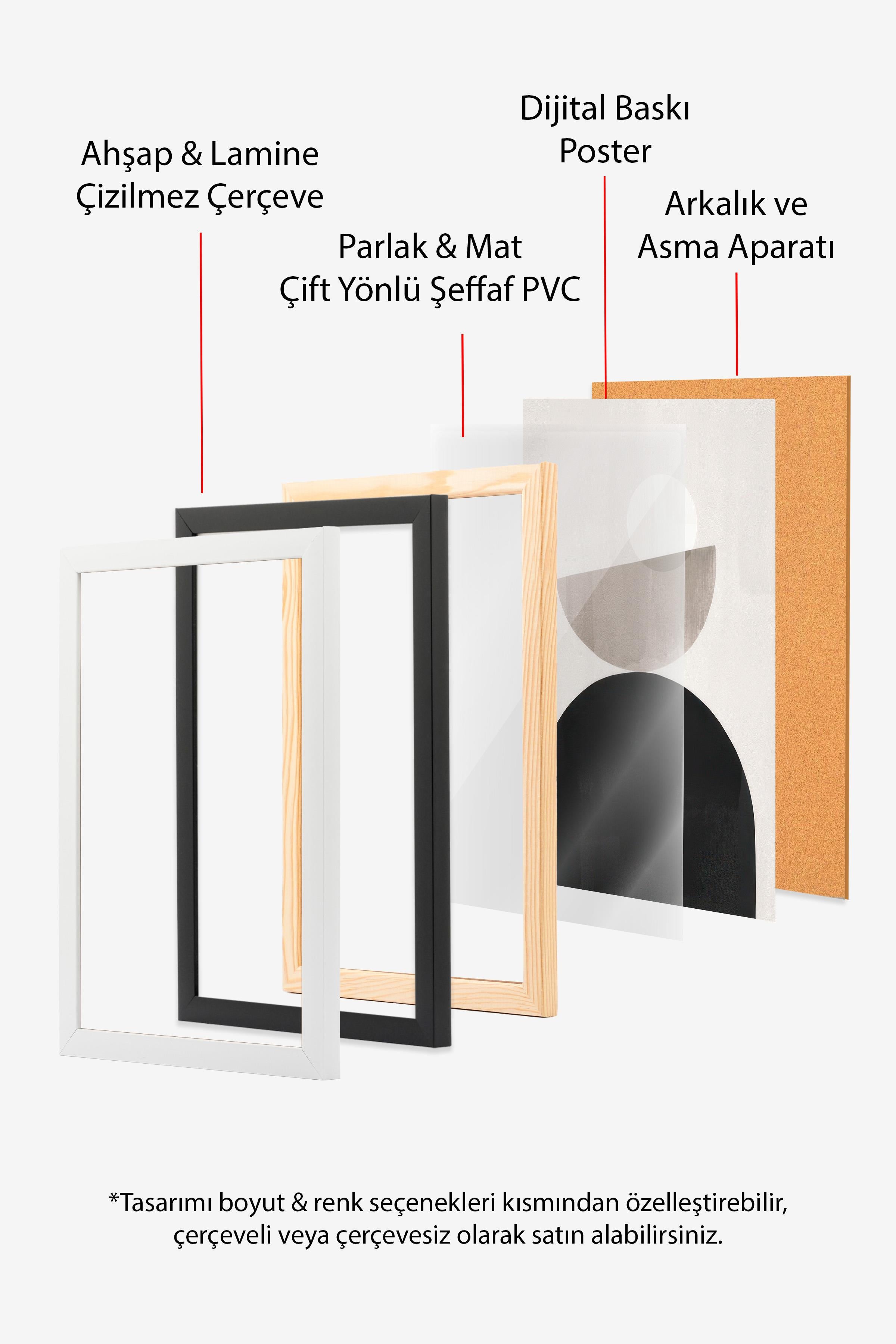 Graphic Shapes No4 Çerçeveli Tablo, Siyah Çerçeve ve Poster, Duvar Tablosu Comfort Serisi NO:108459