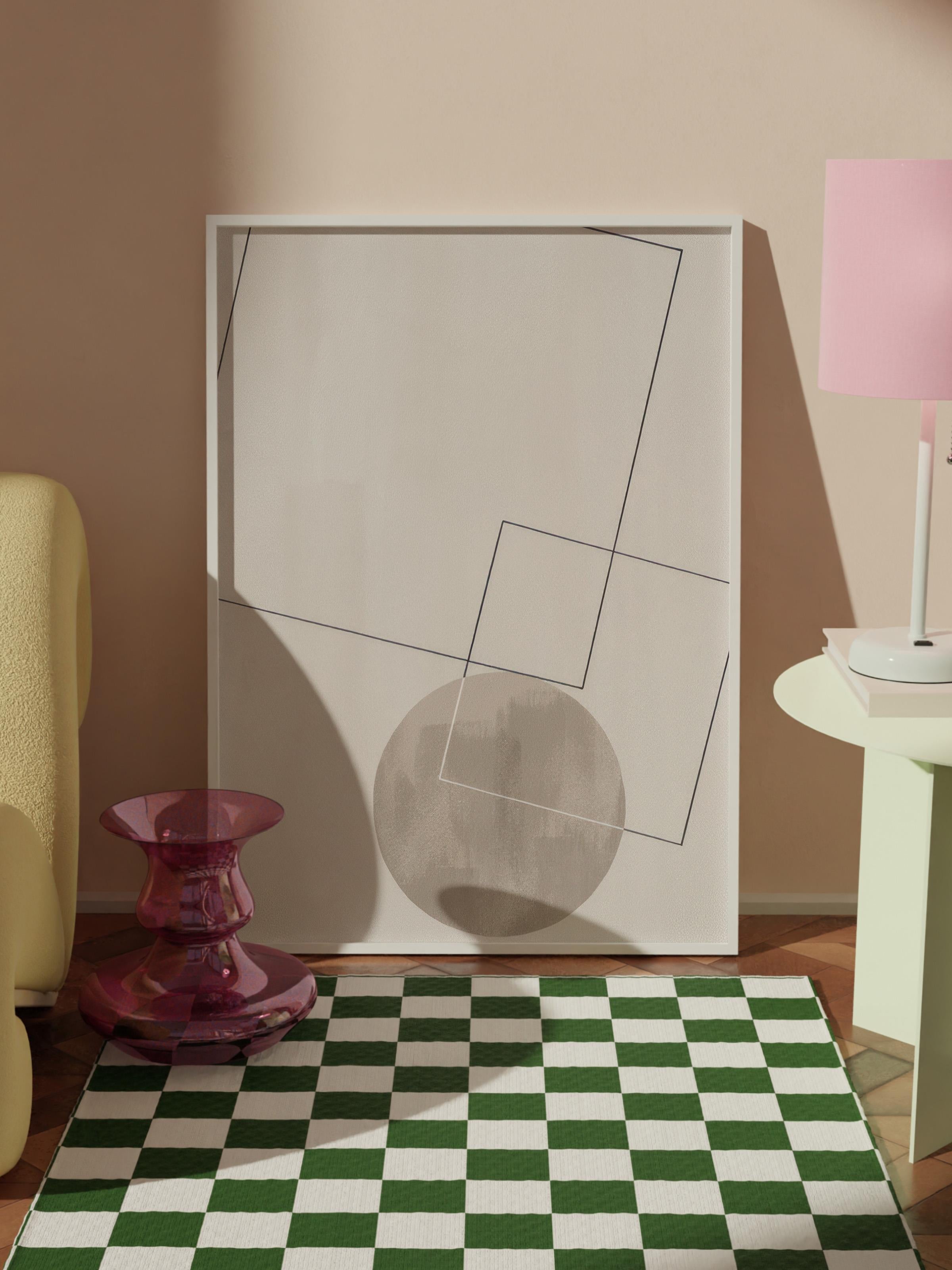 Graphic Shapes No5 Çerçeveli Tablo, Beyaz Çerçeve ve Poster, Duvar Tablosu Comfort Serisi NO:108460