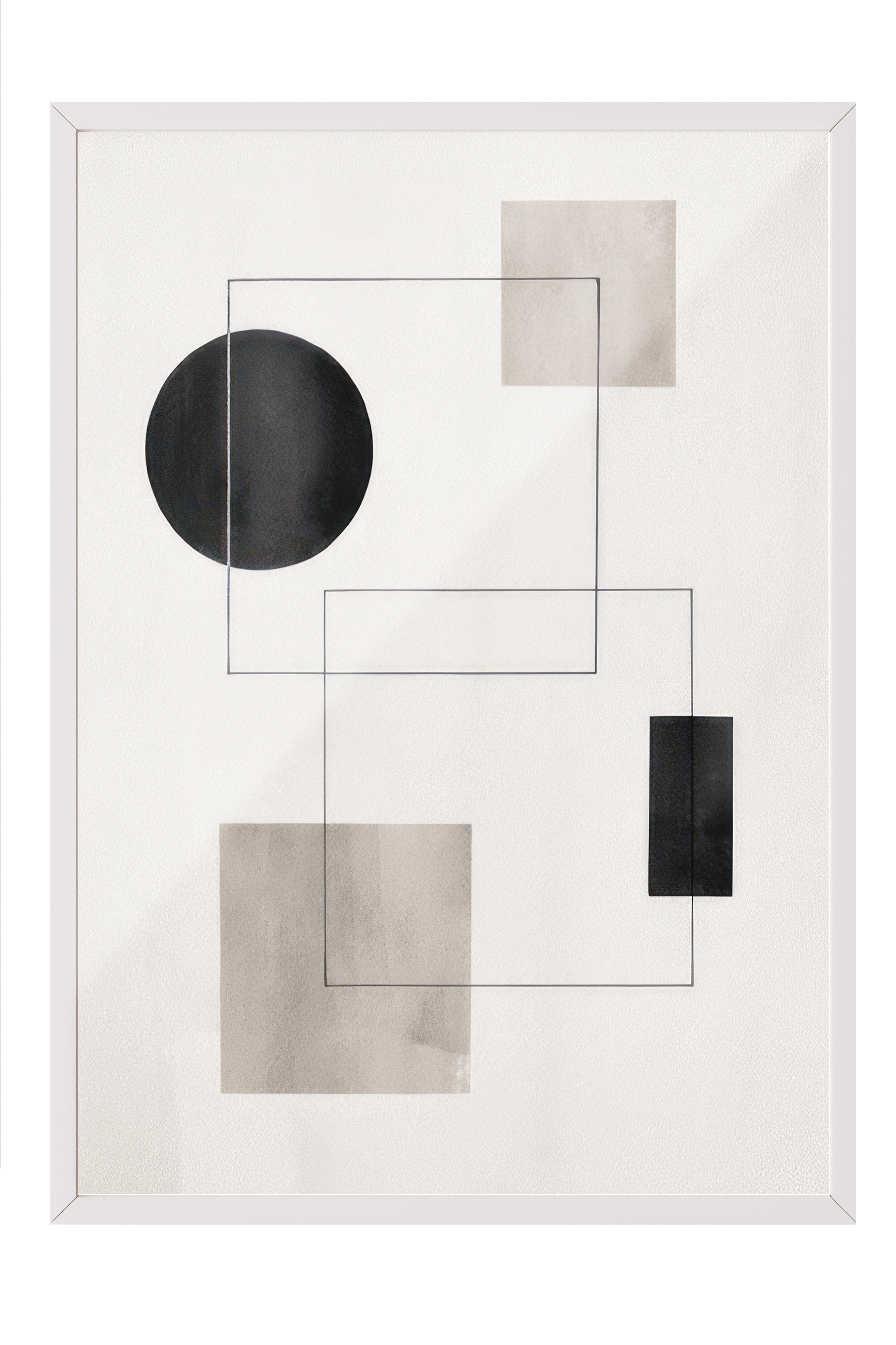 Graphic Shapes No6 Çerçeveli Tablo, Beyaz Çerçeve ve Poster, Duvar Tablosu Comfort Serisi NO:108458