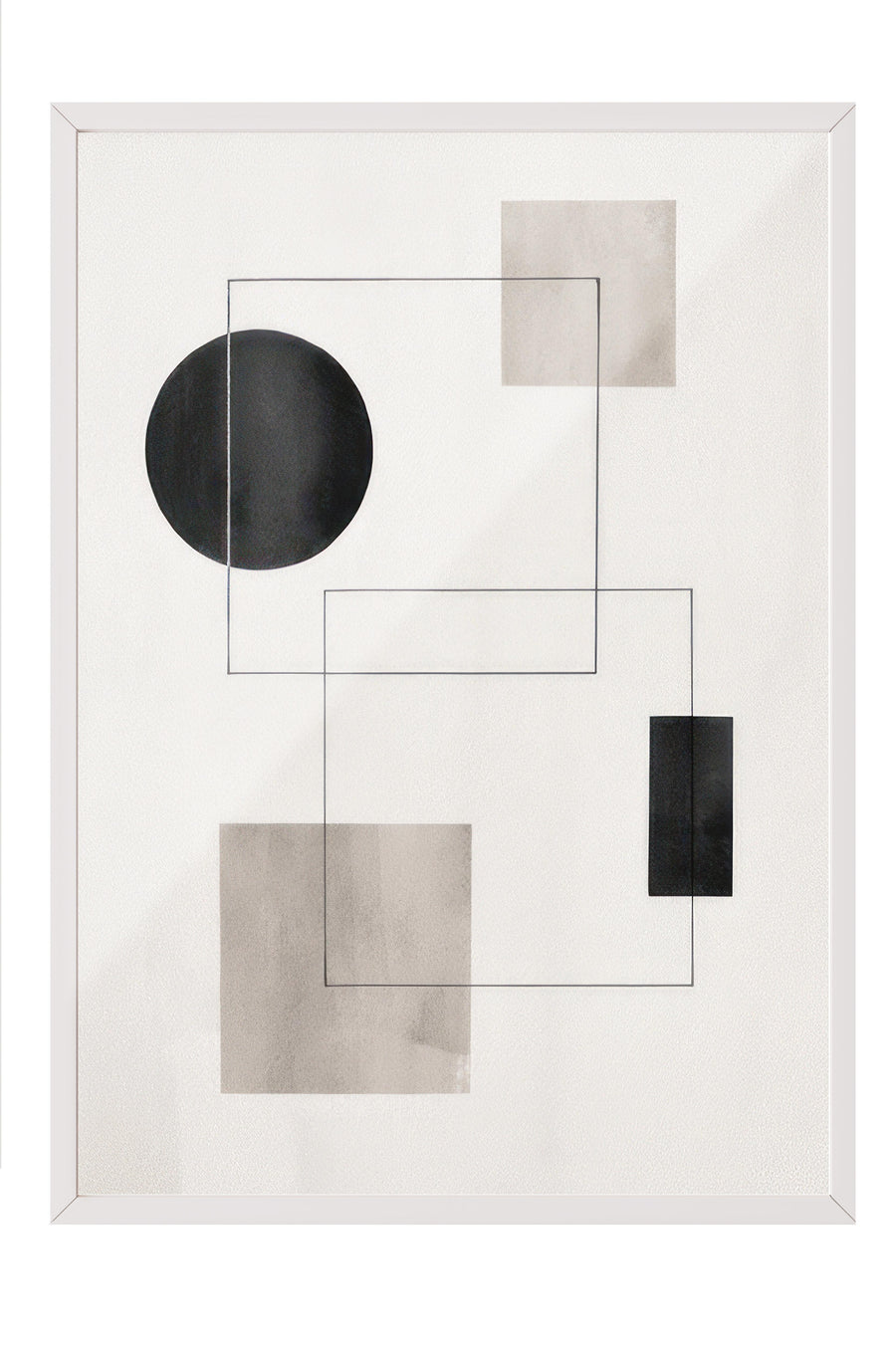 Graphic Shapes No6 Çerçeveli Tablo, Beyaz Çerçeve ve Poster, Duvar Tablosu Comfort Serisi NO:108458