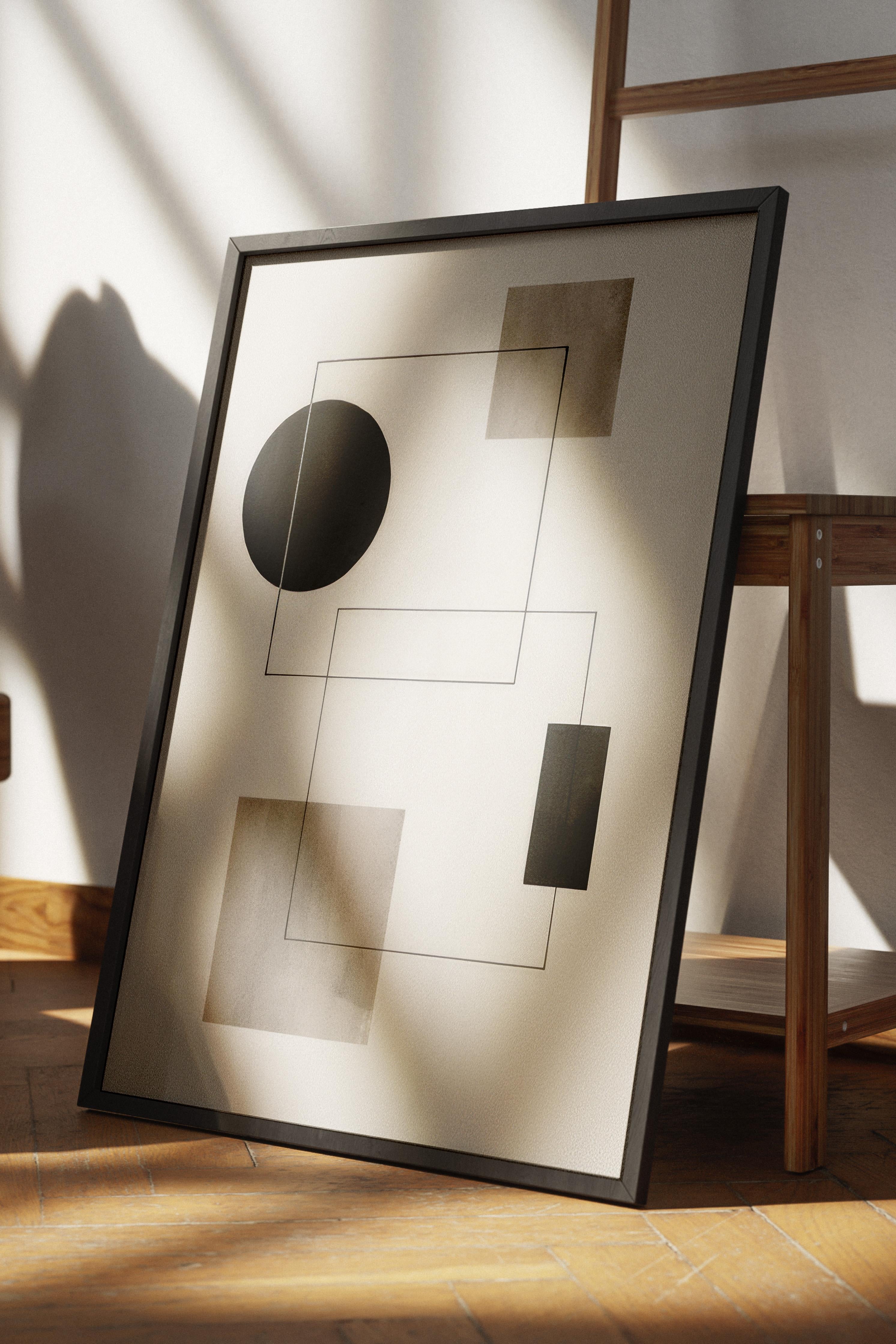 Graphic Shapes No6 Çerçeveli Tablo, Siyah Çerçeve ve Poster, Duvar Tablosu Comfort Serisi NO:108458