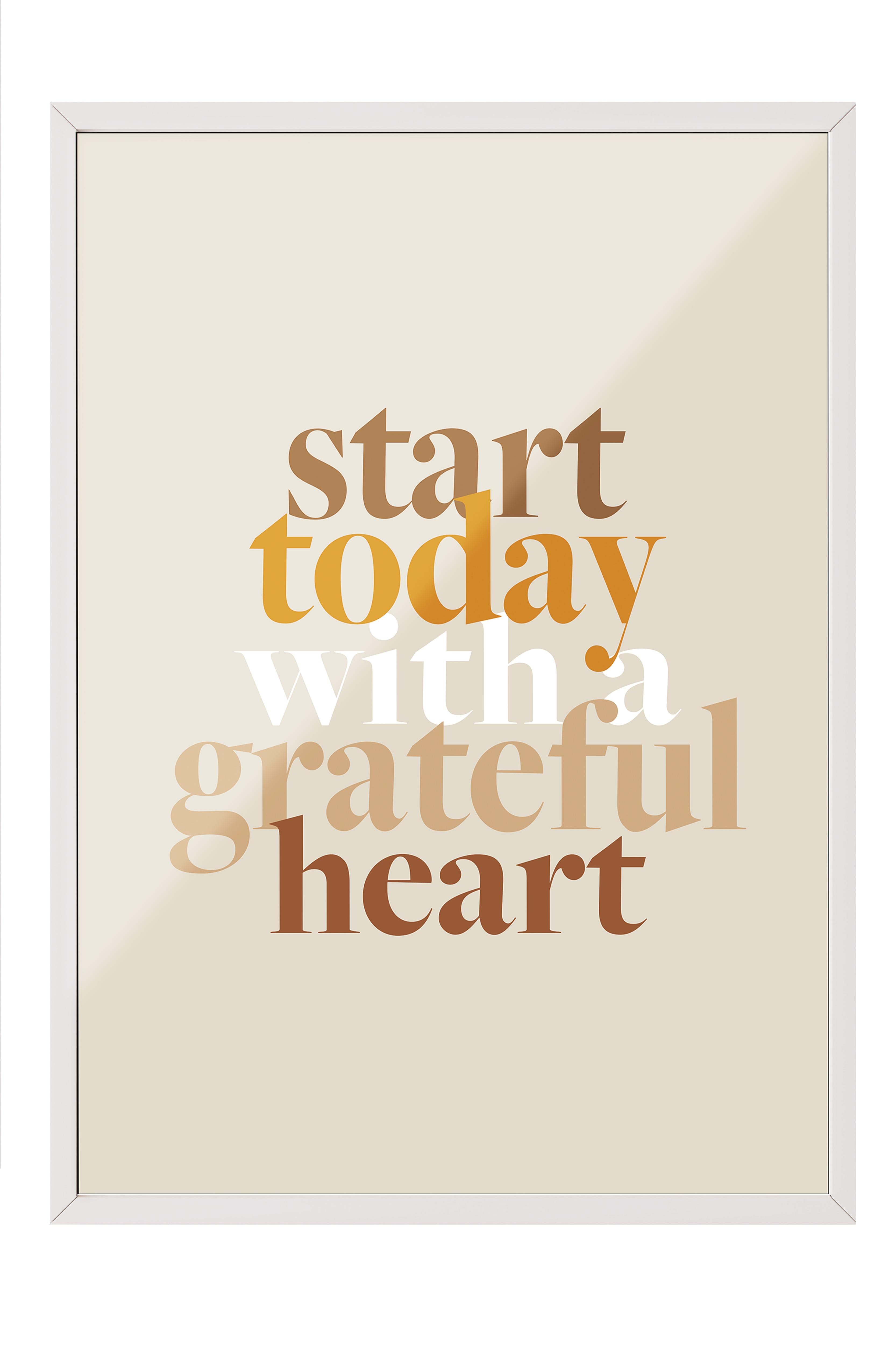 Grateful Heart Çerçeveli Tablo, Beyaz Çerçeve ve Poster, Duvar Tablosu Comfort Serisi NO:108530