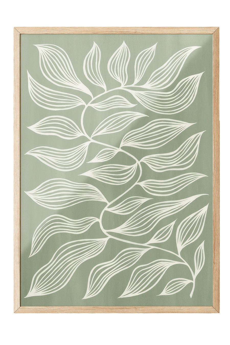 Green Botanical Çerçeveli Tablo, Ahşap Çerçeve ve Poster, Duvar Tablosu Comfort Serisi NO:108552