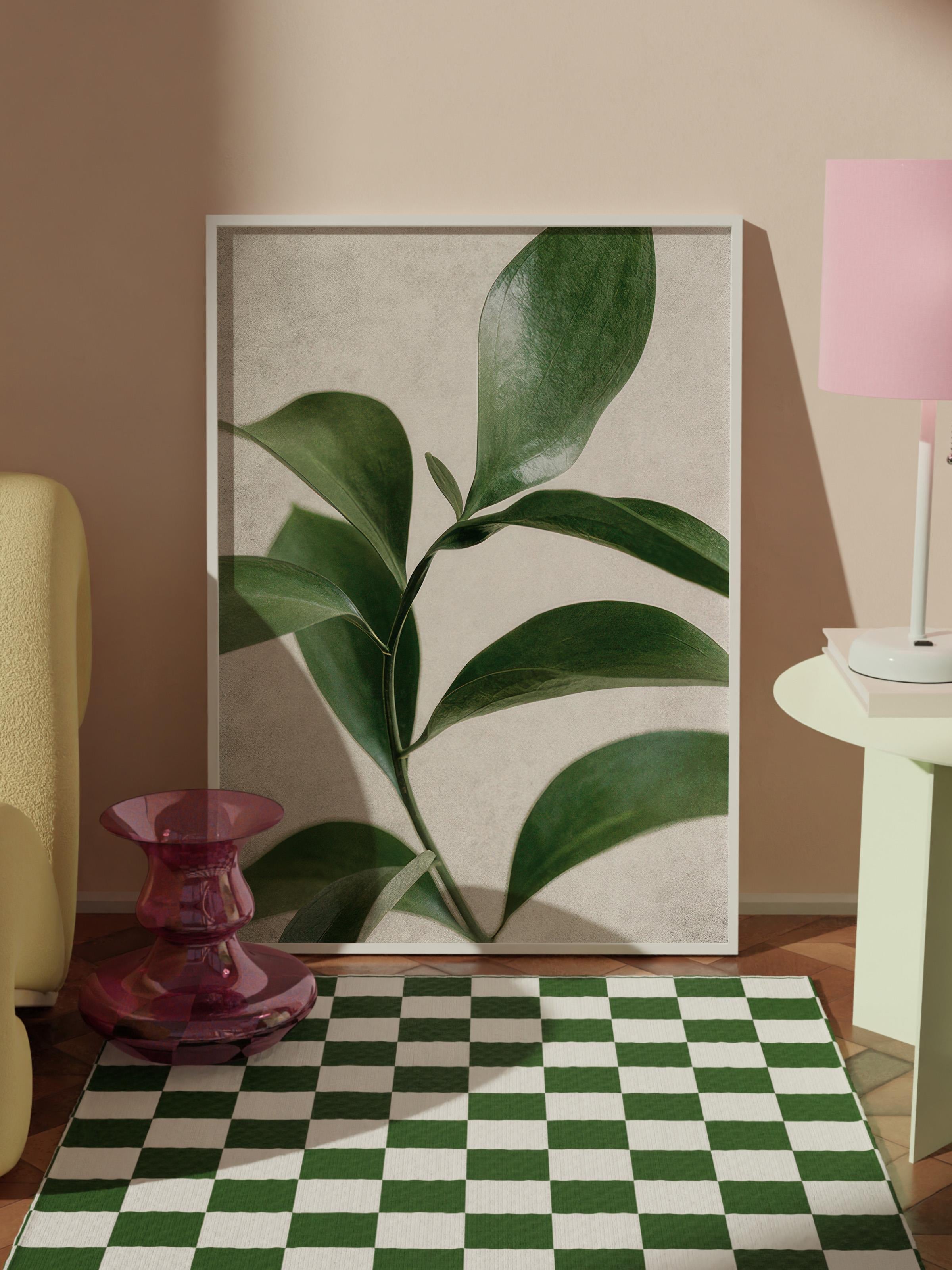 Green Botanical Çerçeveli Tablo, Beyaz Çerçeve ve Poster, Duvar Tablosu Comfort Serisi NO:108467