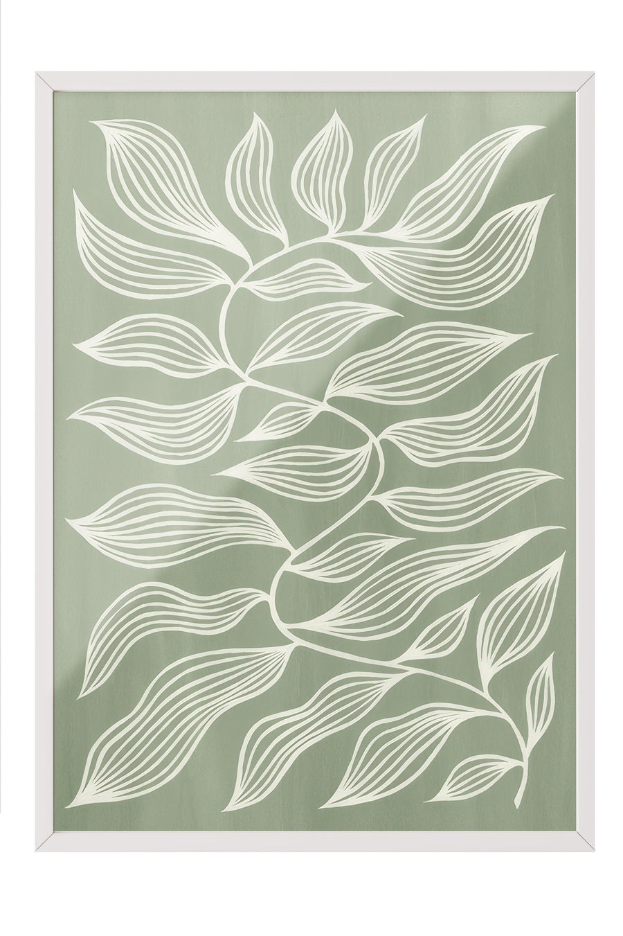 Green Botanical Çerçeveli Tablo, Beyaz Çerçeve ve Poster, Duvar Tablosu Comfort Serisi NO:108552