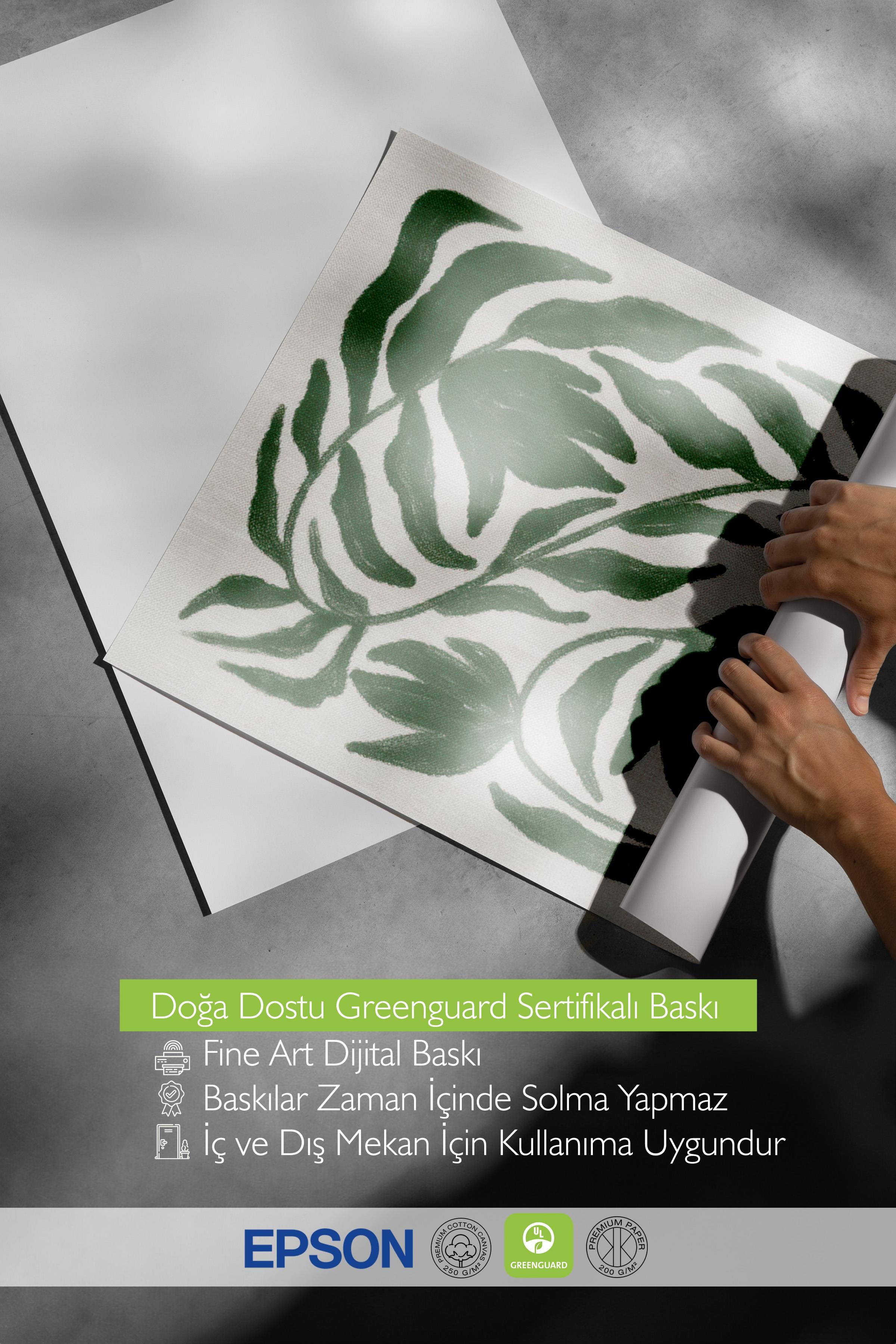 Green Botanical on Linen Poster, Dikey Duvar Tablosu Comfort Serisi NO:108468