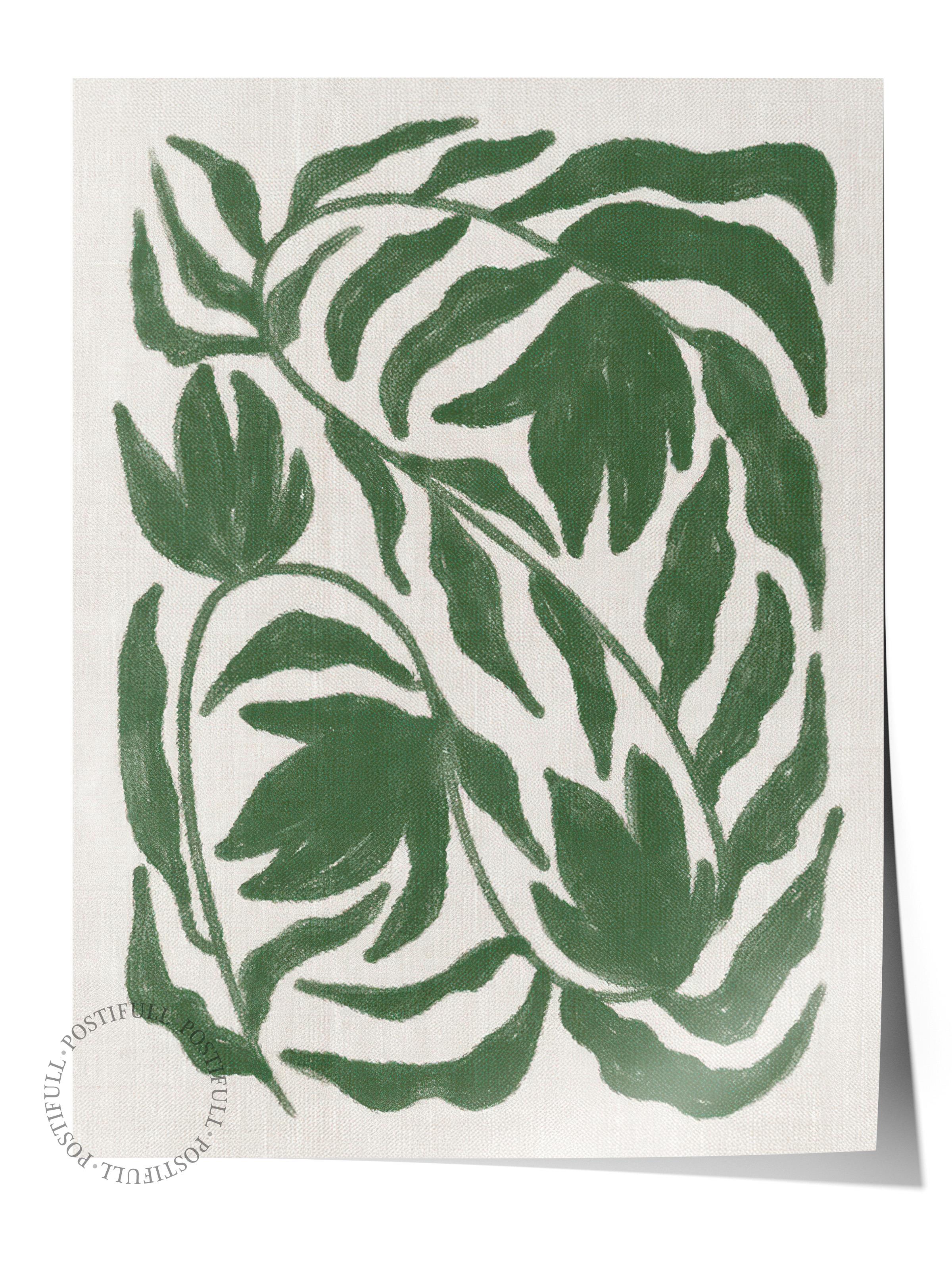 Green Botanical on Linen Poster, Dikey Duvar Tablosu Comfort Serisi NO:108468