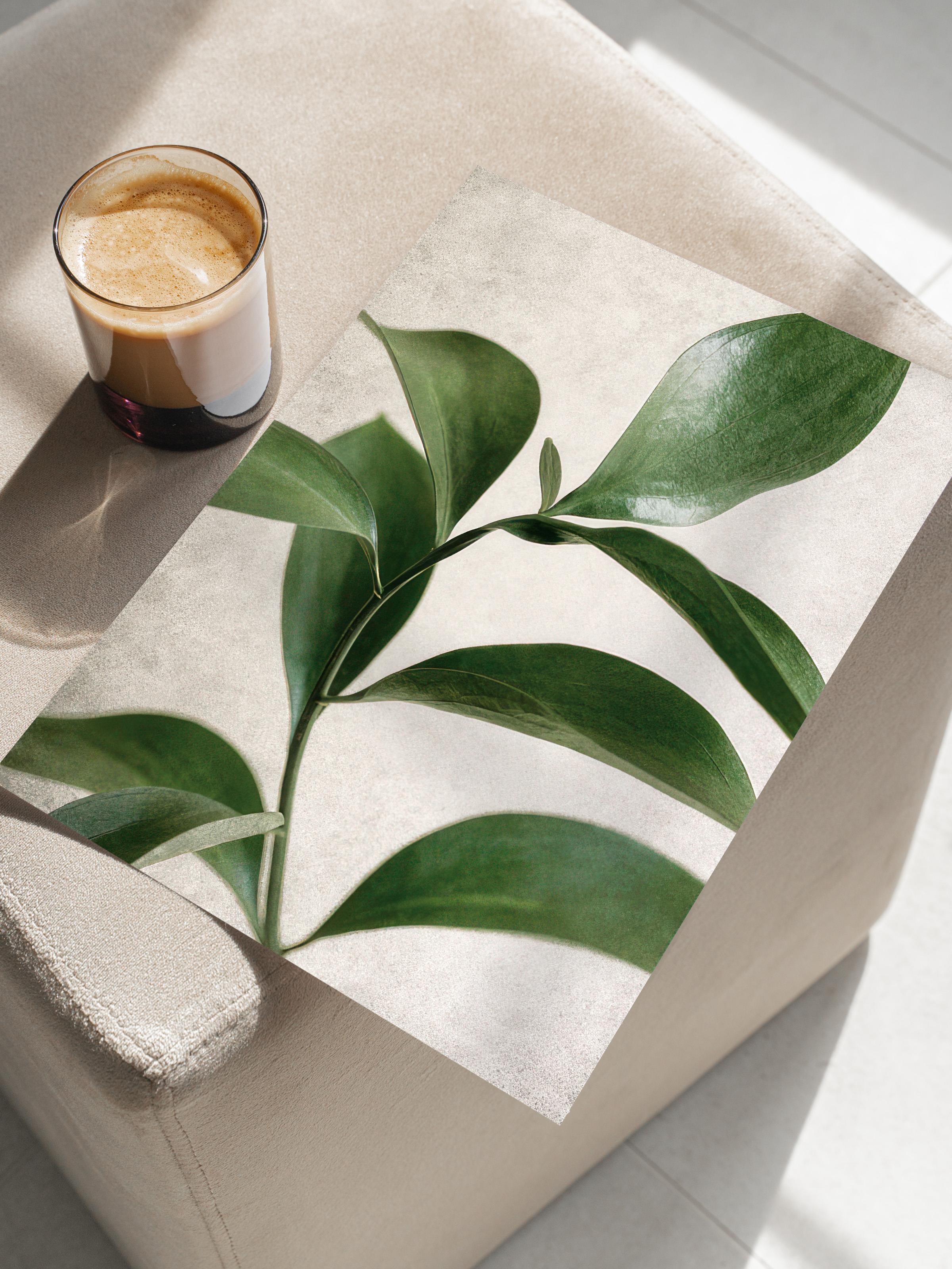 Green Botanical Poster, Çerçevesiz Duvar Posteri, Dikey Duvar Tablosu Comfort Serisi NO:108467