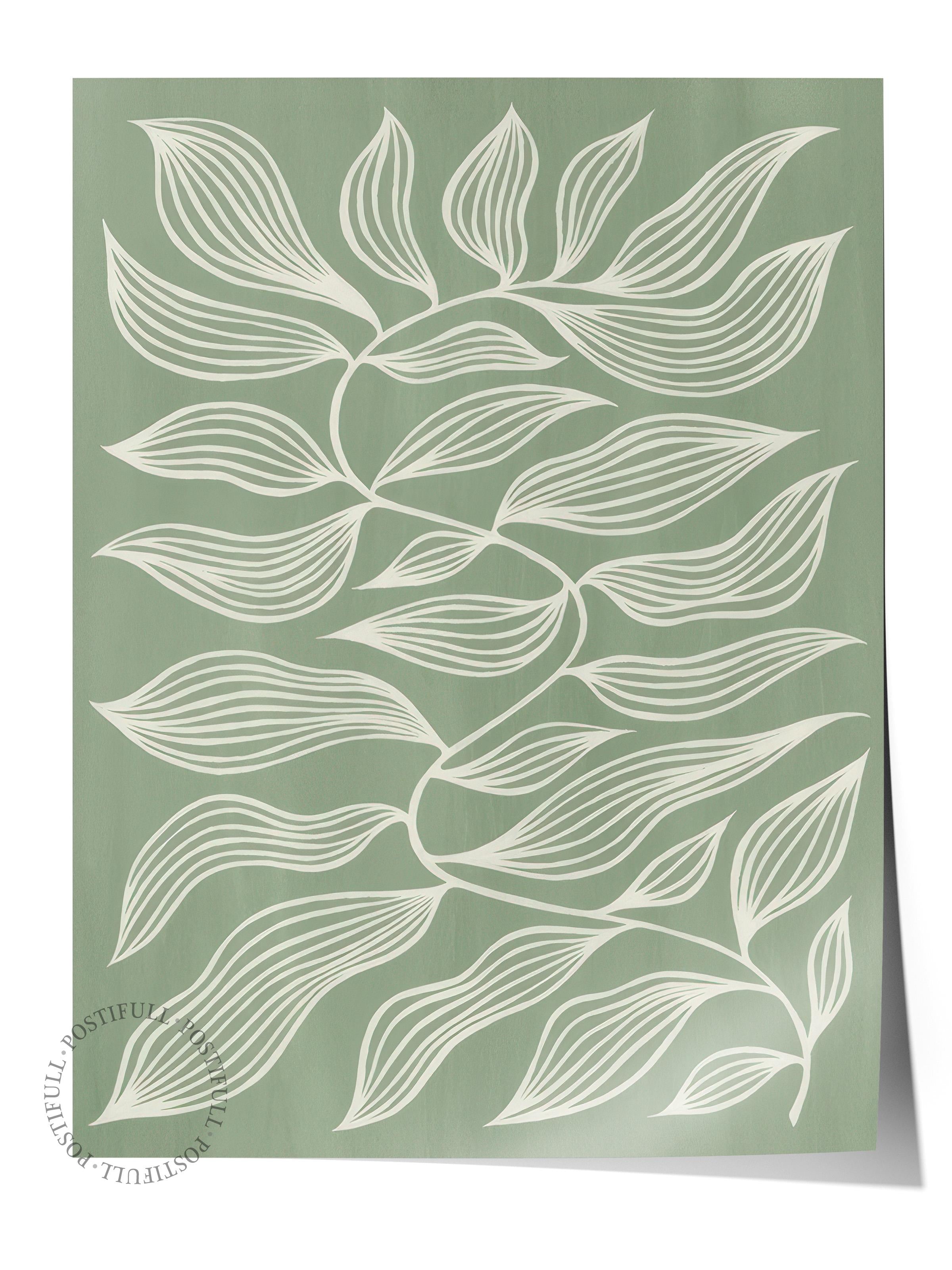 Green Botanical Poster, Çerçevesiz Duvar Posteri, Dikey Duvar Tablosu Comfort Serisi NO:108552