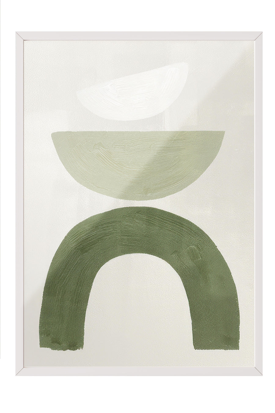 Green Graphic Shapes No2 Beyaz Çerçeveli Tablo, Duvar Tablosu Comfort Serisi NO:108549