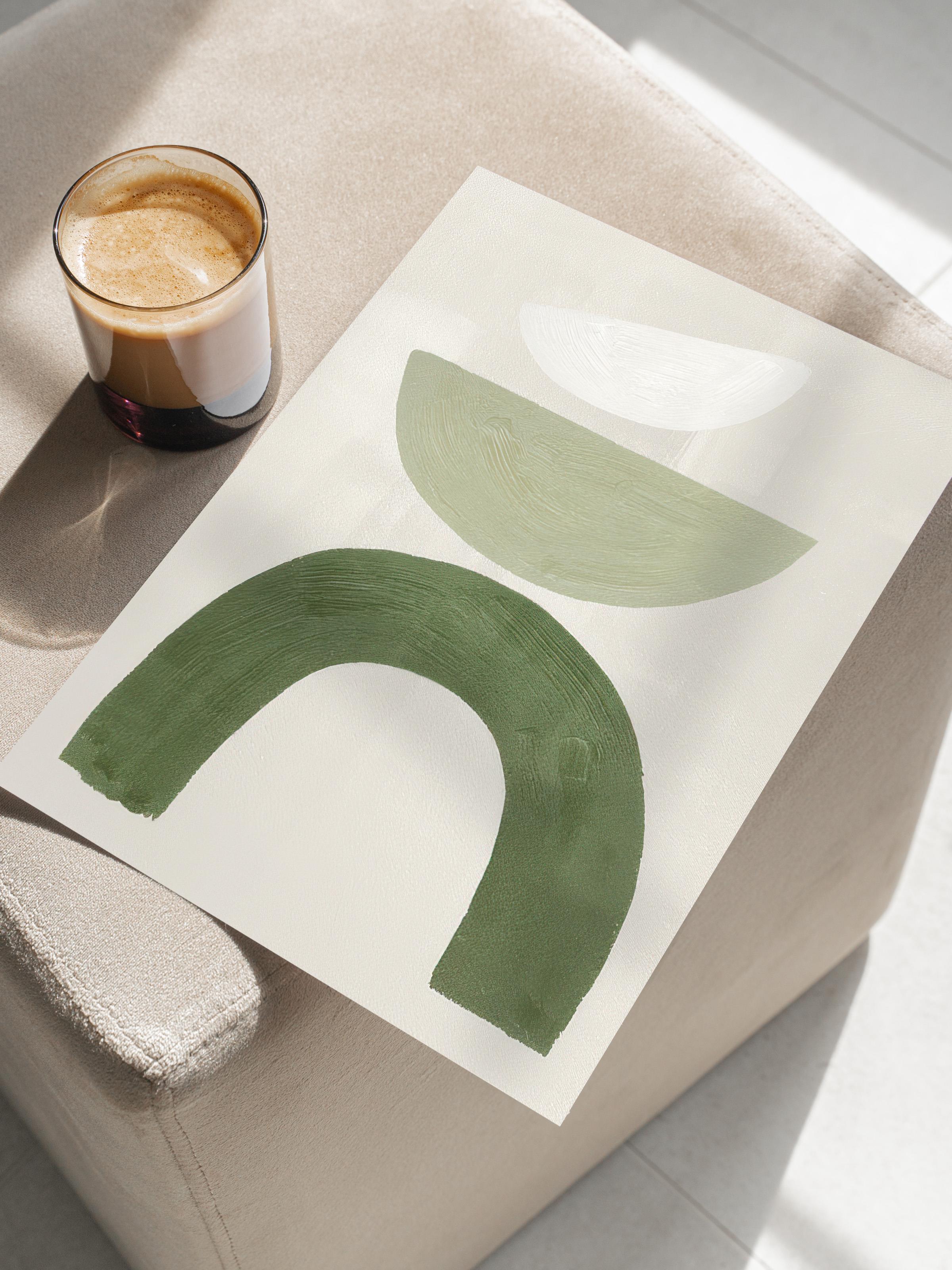 Green Graphic Shapes No2 Poster, Dikey Duvar Tablosu Comfort Serisi NO:108549