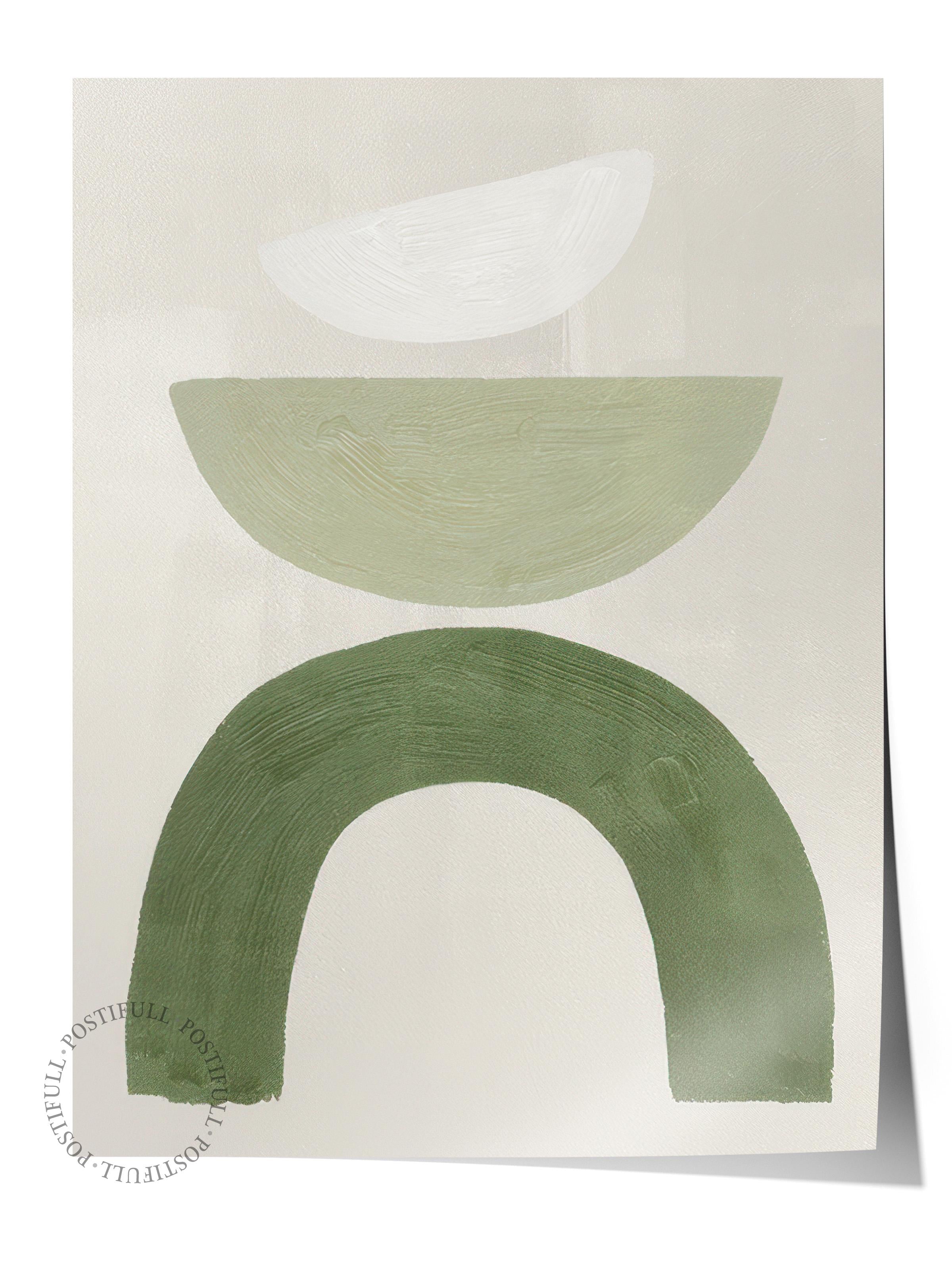 Green Graphic Shapes No2 Poster, Dikey Duvar Tablosu Comfort Serisi NO:108549