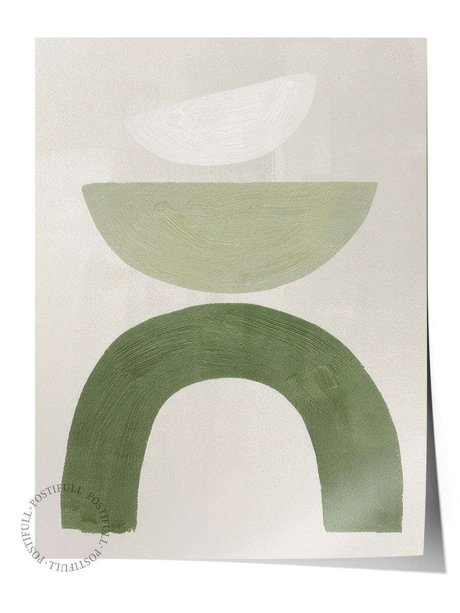 Green Graphic Shapes No2 Poster, Dikey Duvar Tablosu Comfort Serisi NO:108549