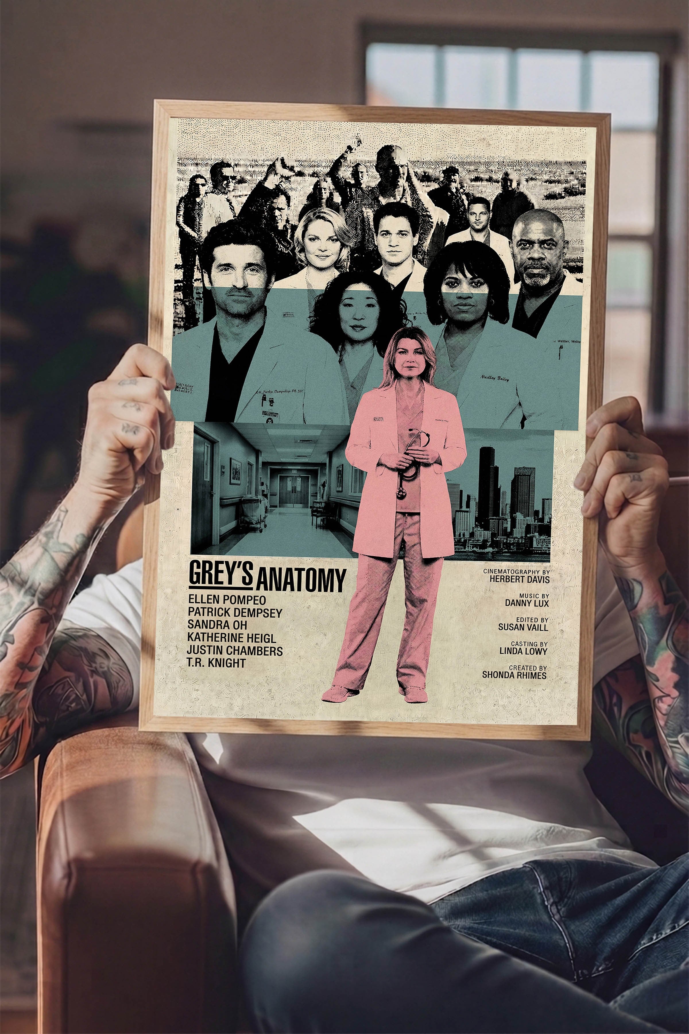 Grey’s Anatomy Ahşap Çerçeveli Poster, Sinema ve Dizi Tablo, Film Dizi Afişleri NO:112771