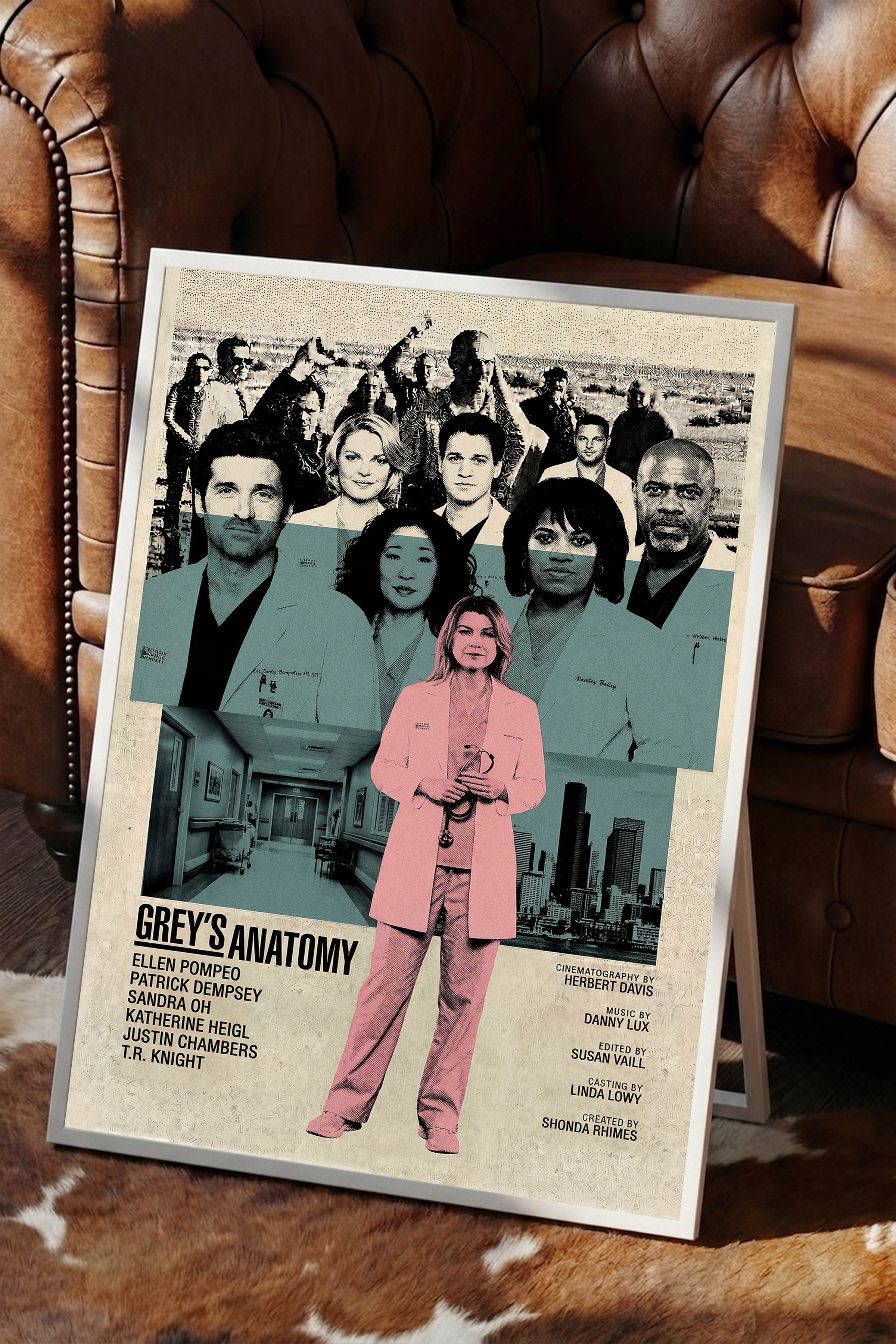 Grey’s Anatomy Beyaz Çerçeveli Poster, Sinema ve Dizi Tablo, Film Dizi Afişleri NO:112771