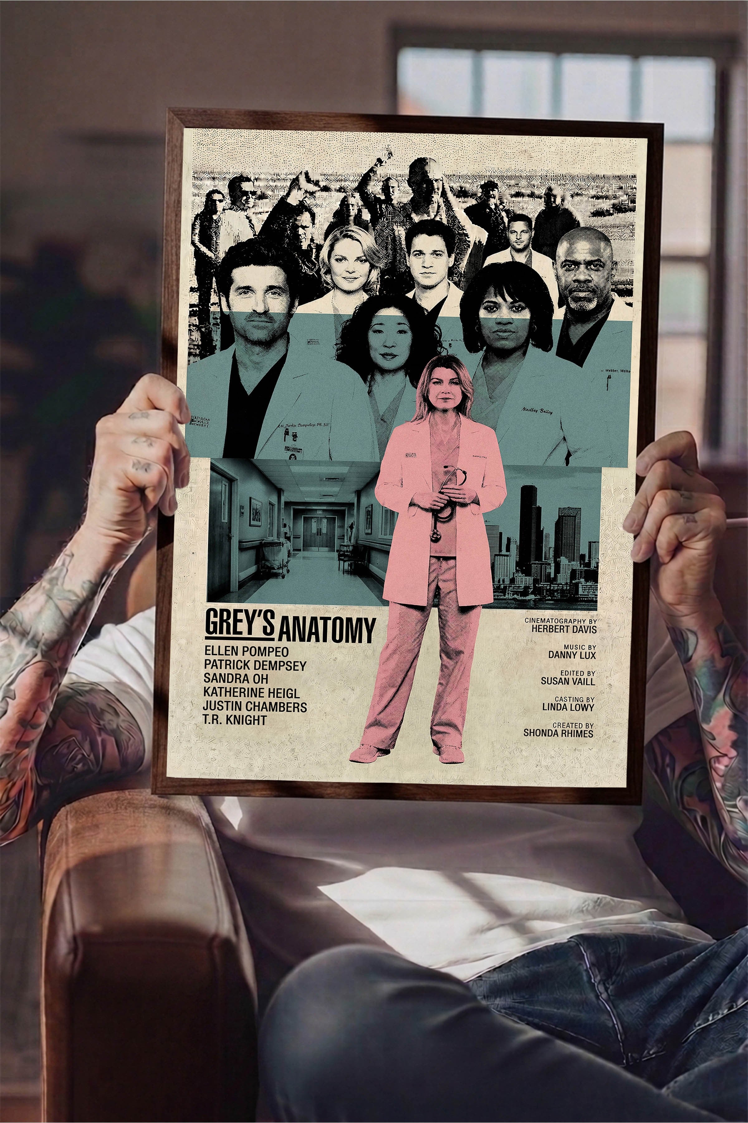 Grey’s Anatomy Kahverengi Çerçeveli Poster, Sinema ve Dizi Tablo, Film Dizi Afişleri NO:112771