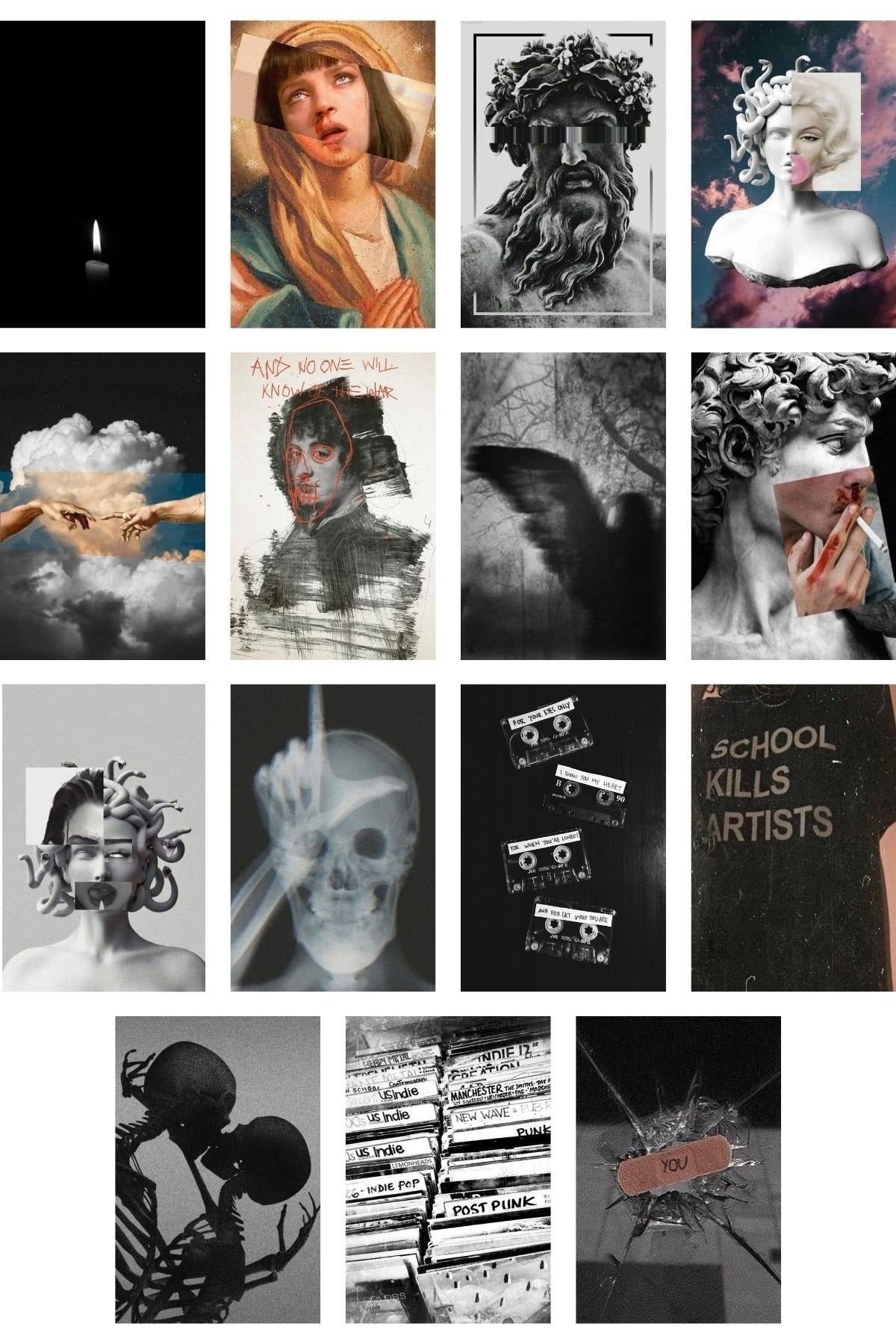Grunge Poster Seti - Kolaj Seti - Oda Dekoru - Duvar Posteri - Yapışkanlı - Duvar Dekoru - 60 Adet