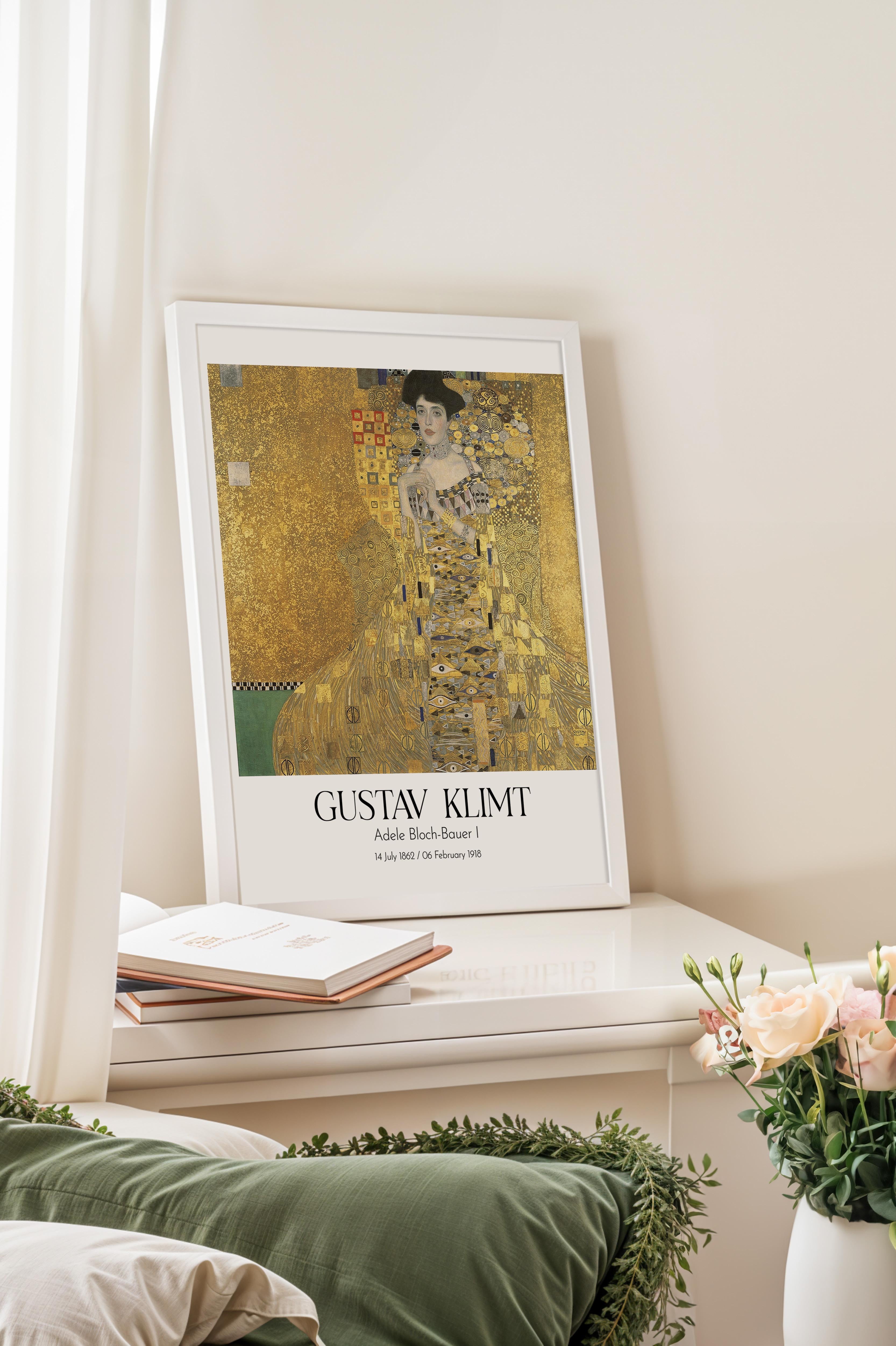 Gustav Klimt - Adele Bloch-Bauer I, Beyaz Çerçeveli Tablo, Sanat Serisi NO:111986