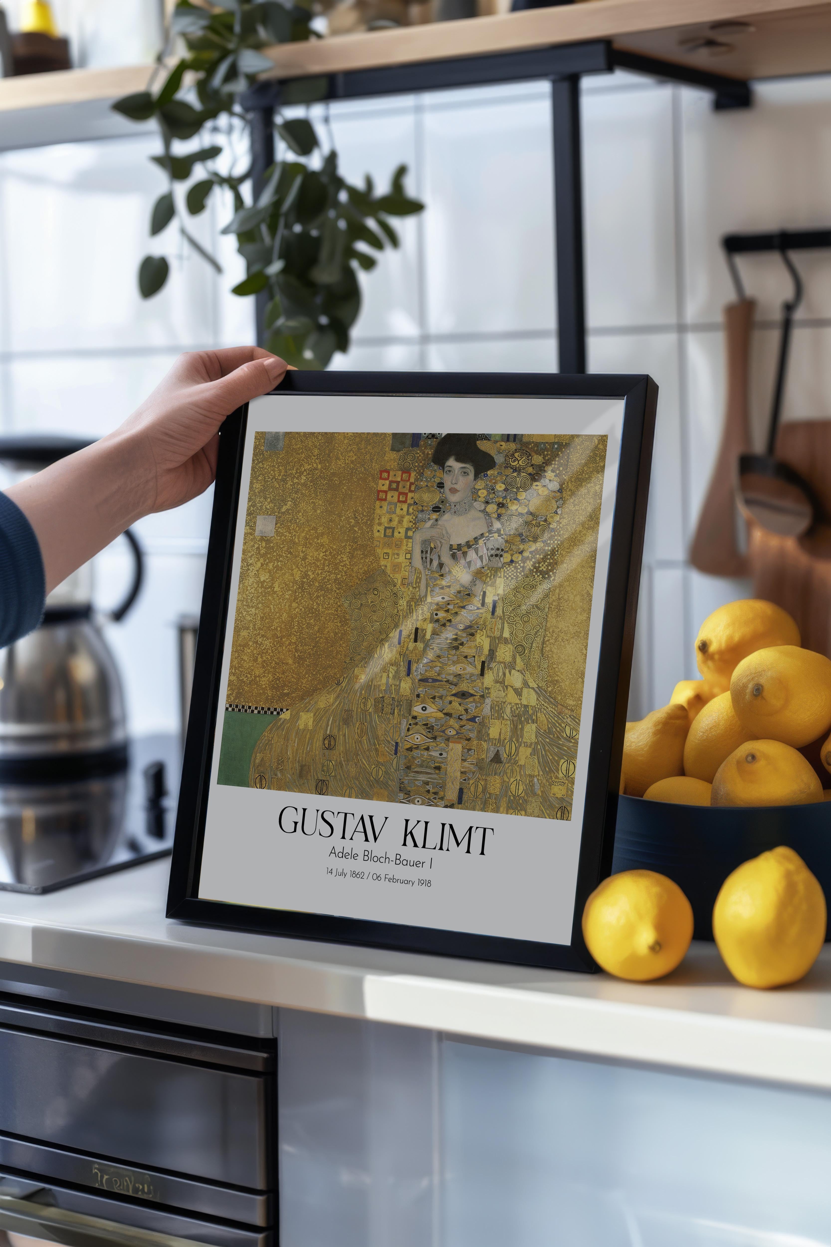 Gustav Klimt - Adele Bloch-Bauer I, Siyah Çerçeveli Tablo, Sanat Serisi NO:111986