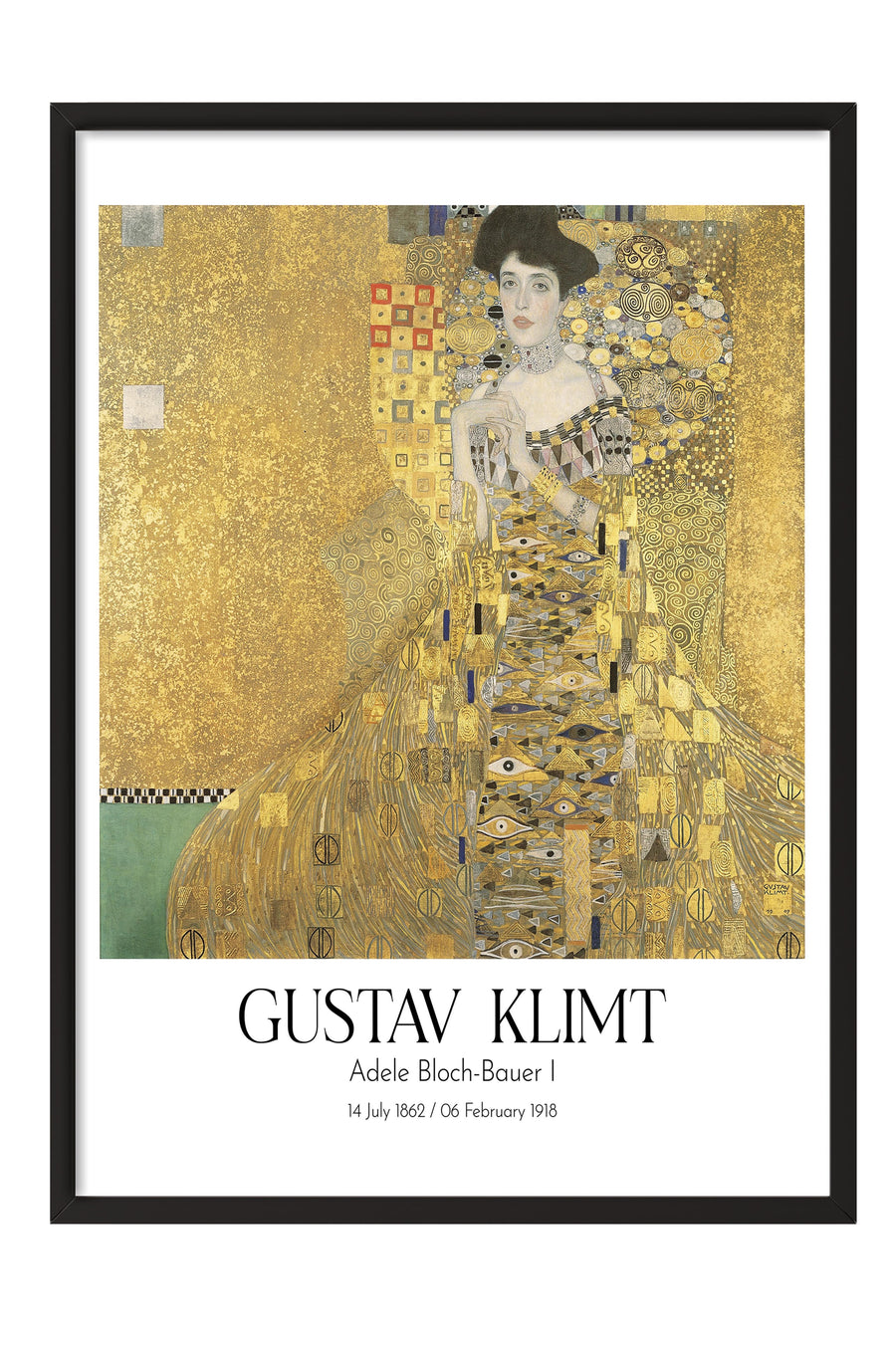 Gustav Klimt - Adele Bloch-Bauer I, Siyah Çerçeveli Tablo, Sanat Serisi NO:111986
