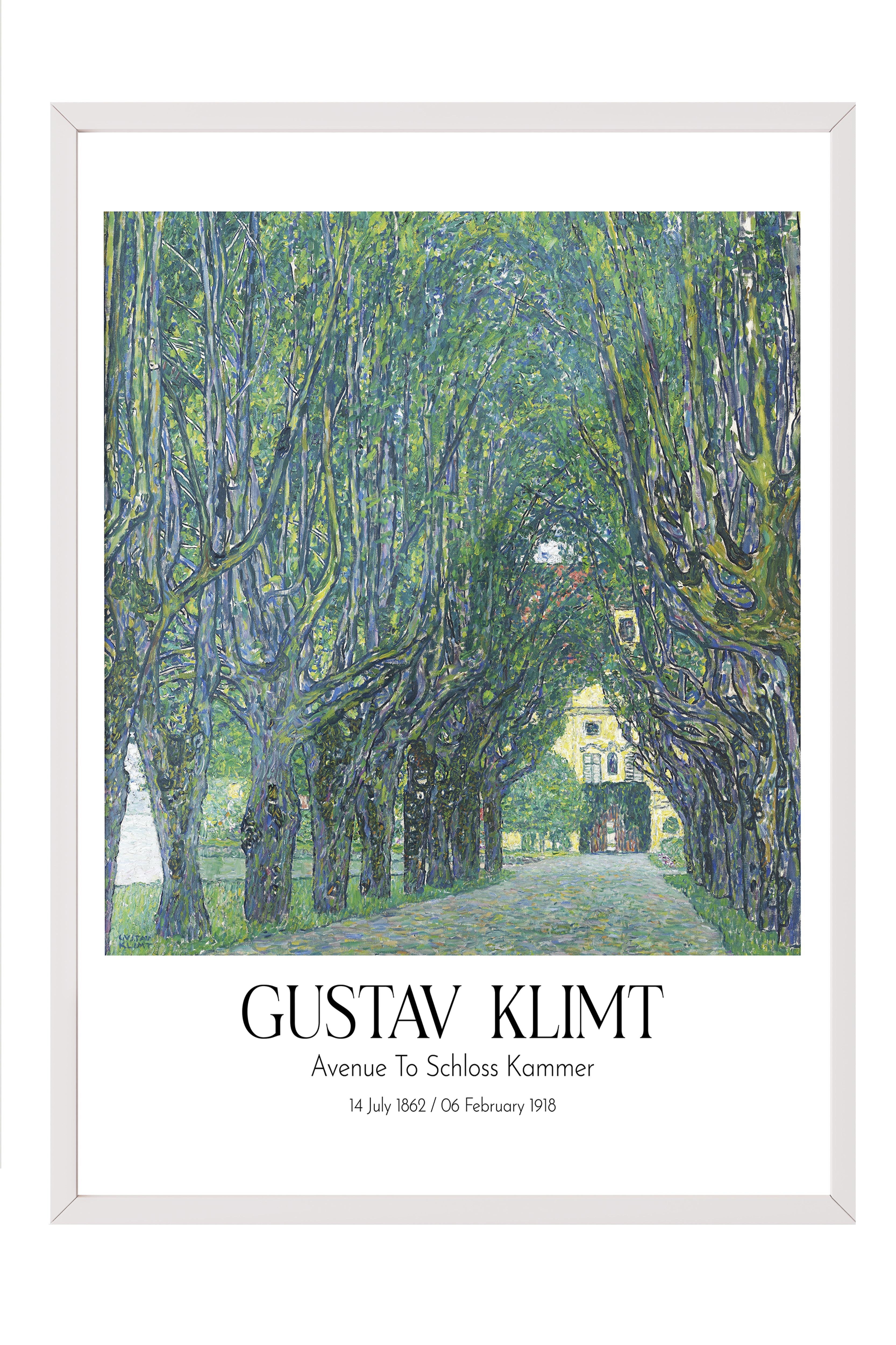 Gustav Klimt - Avenue To Schloss Kammer, Beyaz Çerçeveli Tablo, Sanat Serisi NO:111987