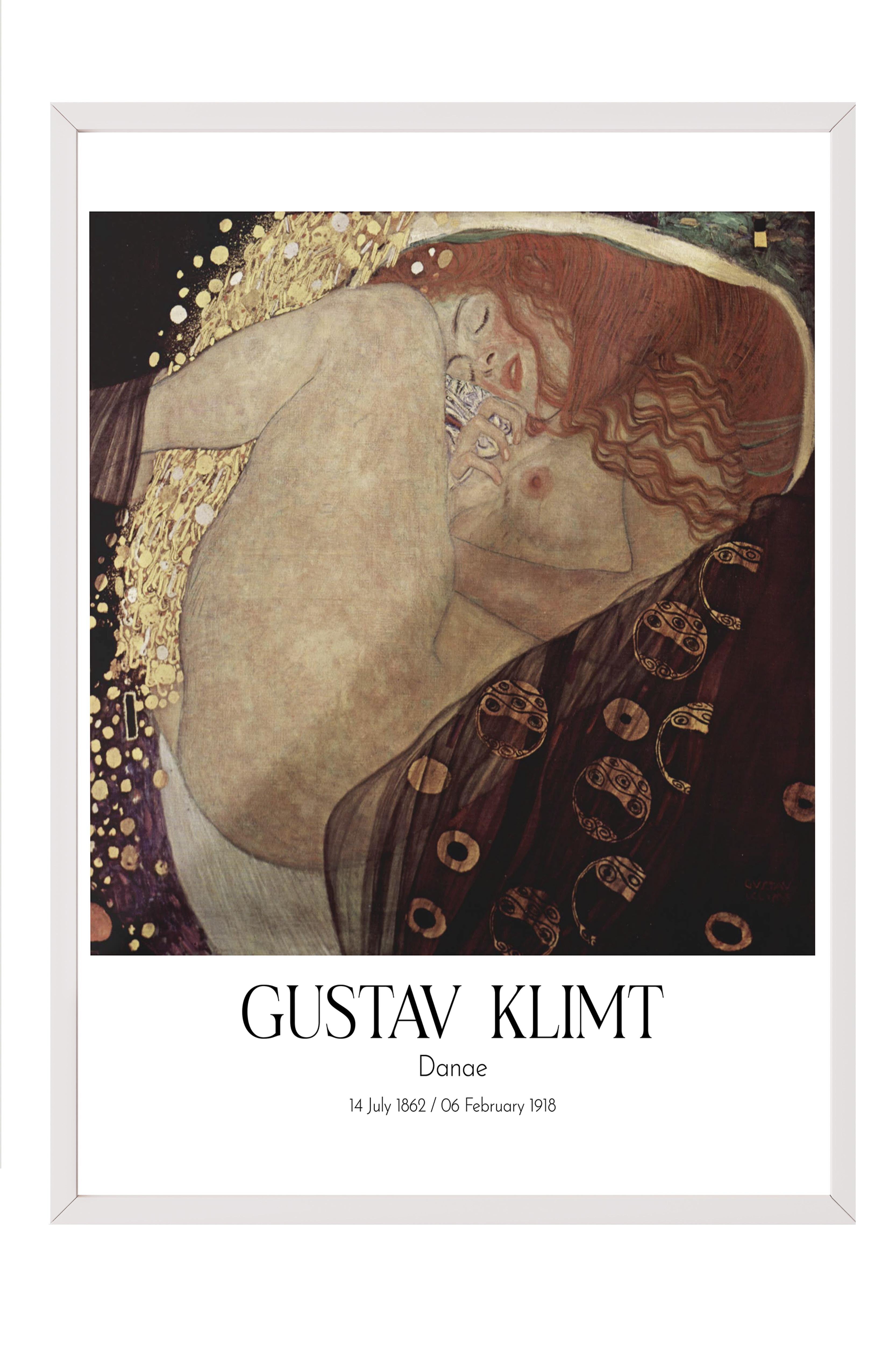 Gustav Klimt - Danae, Beyaz Çerçeveli Tablo, Sanat Serisi NO:111990