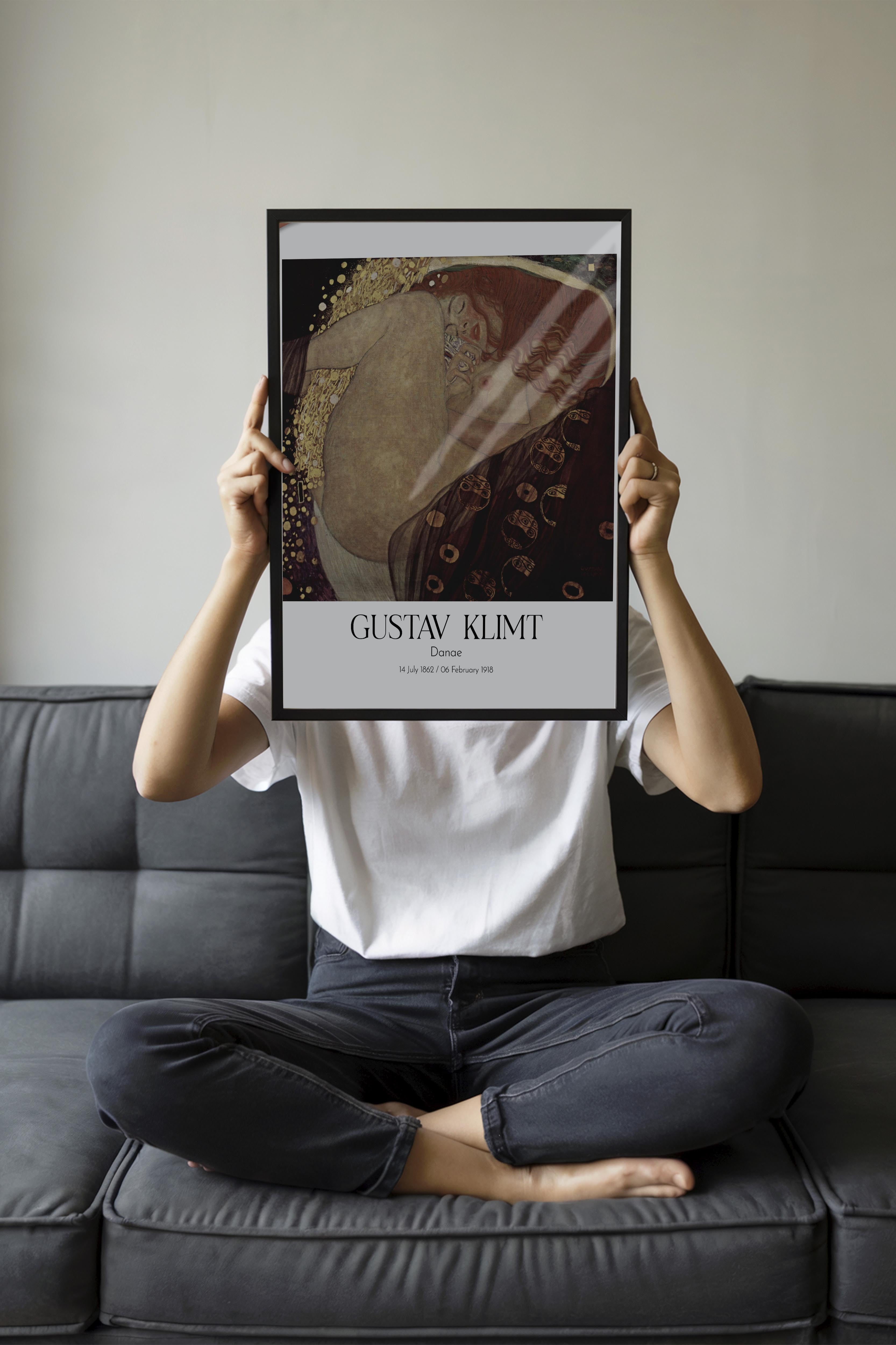 Gustav Klimt - Danae, Siyah Çerçeveli Tablo, Sanat Serisi NO:111990