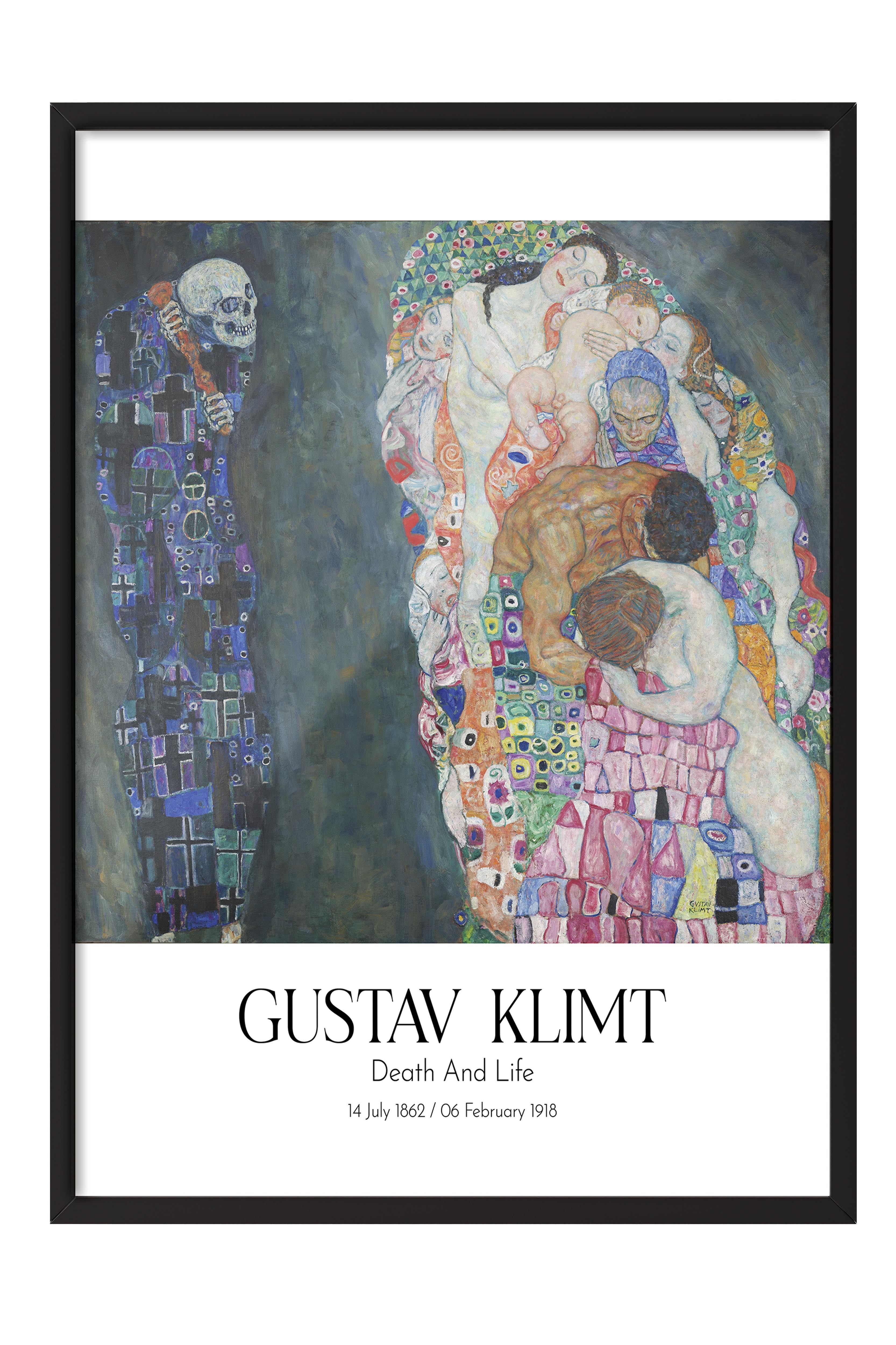 Gustav Klimt - Death And Life, Siyah Çerçeveli Tablo, Sanat Serisi NO:111970