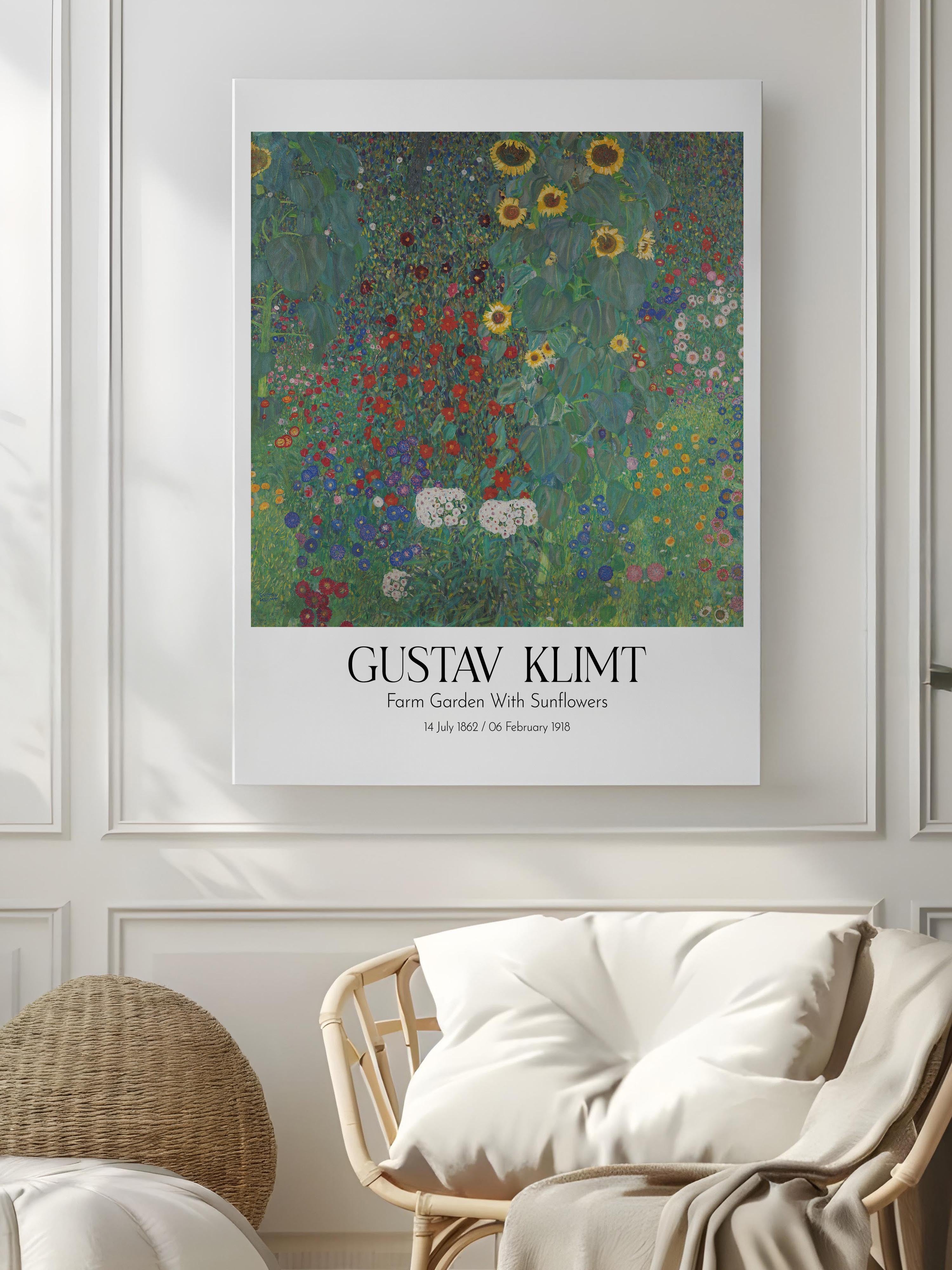 Gustav Klimt - Farm Garden With Sunflowers, Kanvas Tablo, Sanat Serisi NO:111971