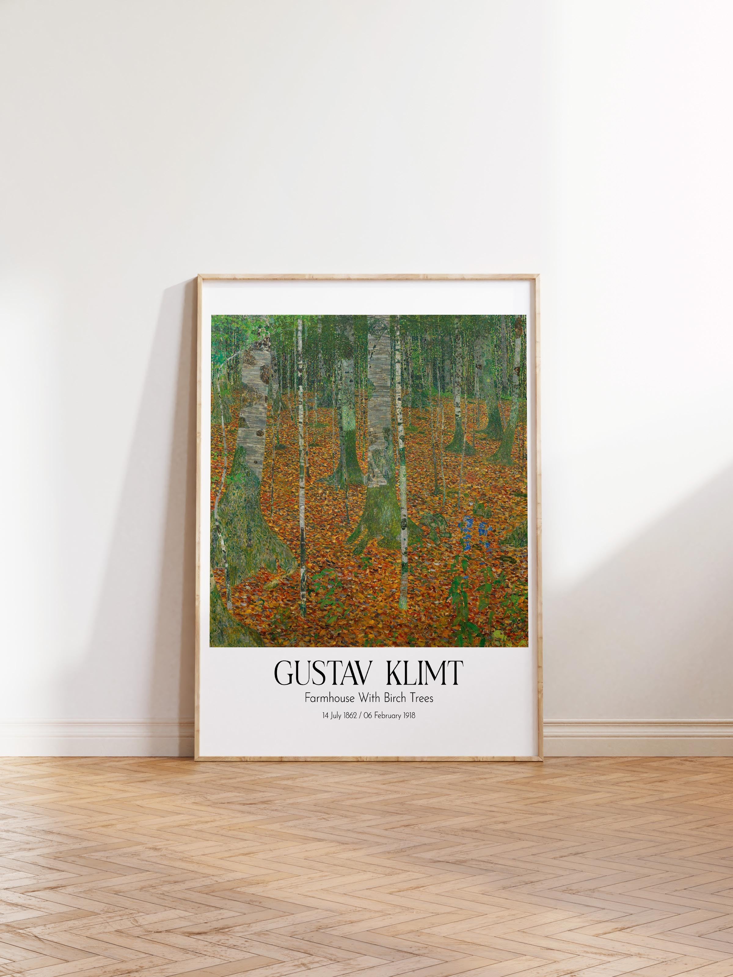 Gustav Klimt - Farmhouse With Birch Trees, Ahşap Çerçeveli Tablo, Sanat Serisi NO:111991