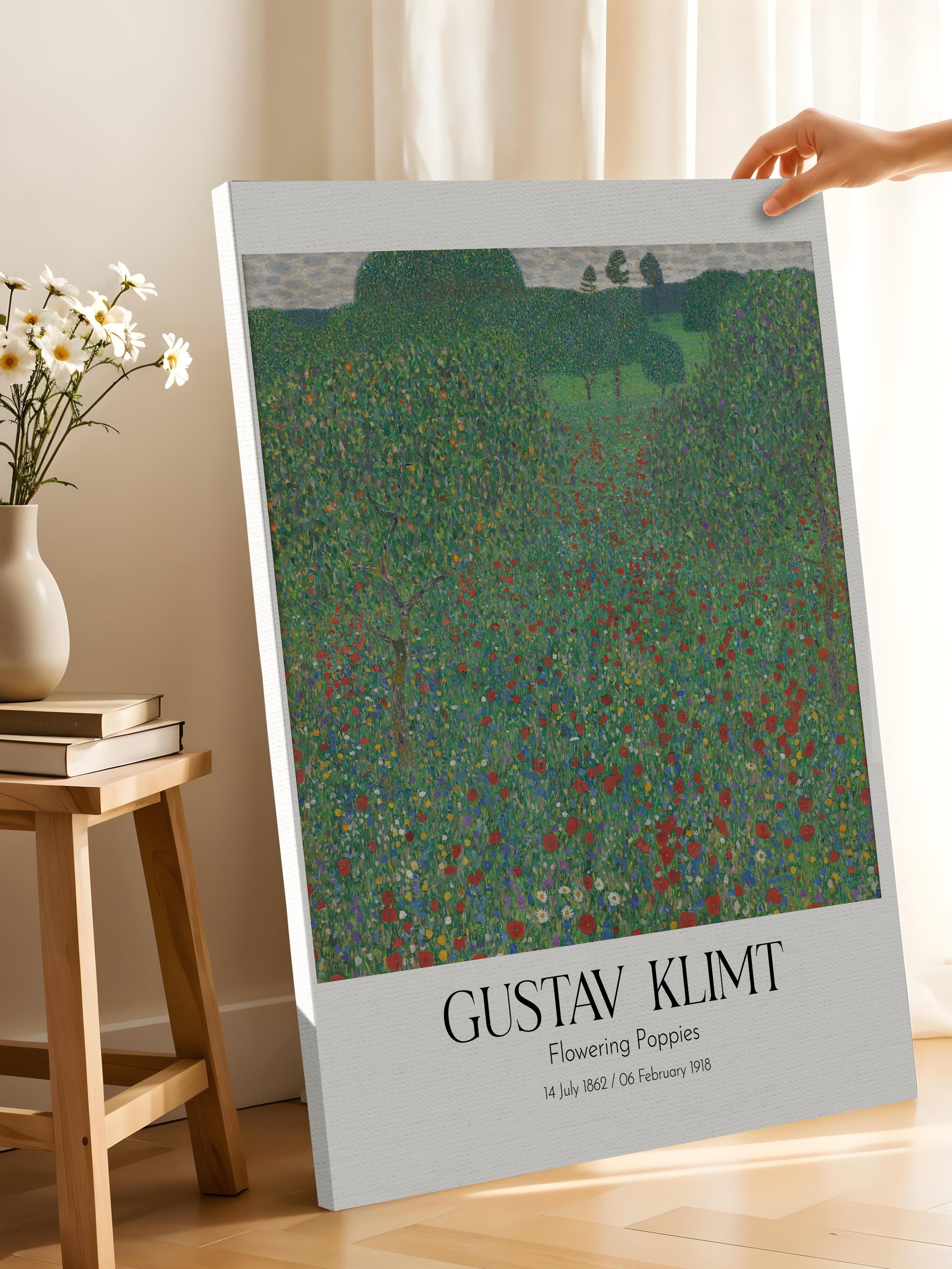 Gustav Klimt - Flowering Poppies, Kanvas Tablo, Sanat Serisi NO:111972