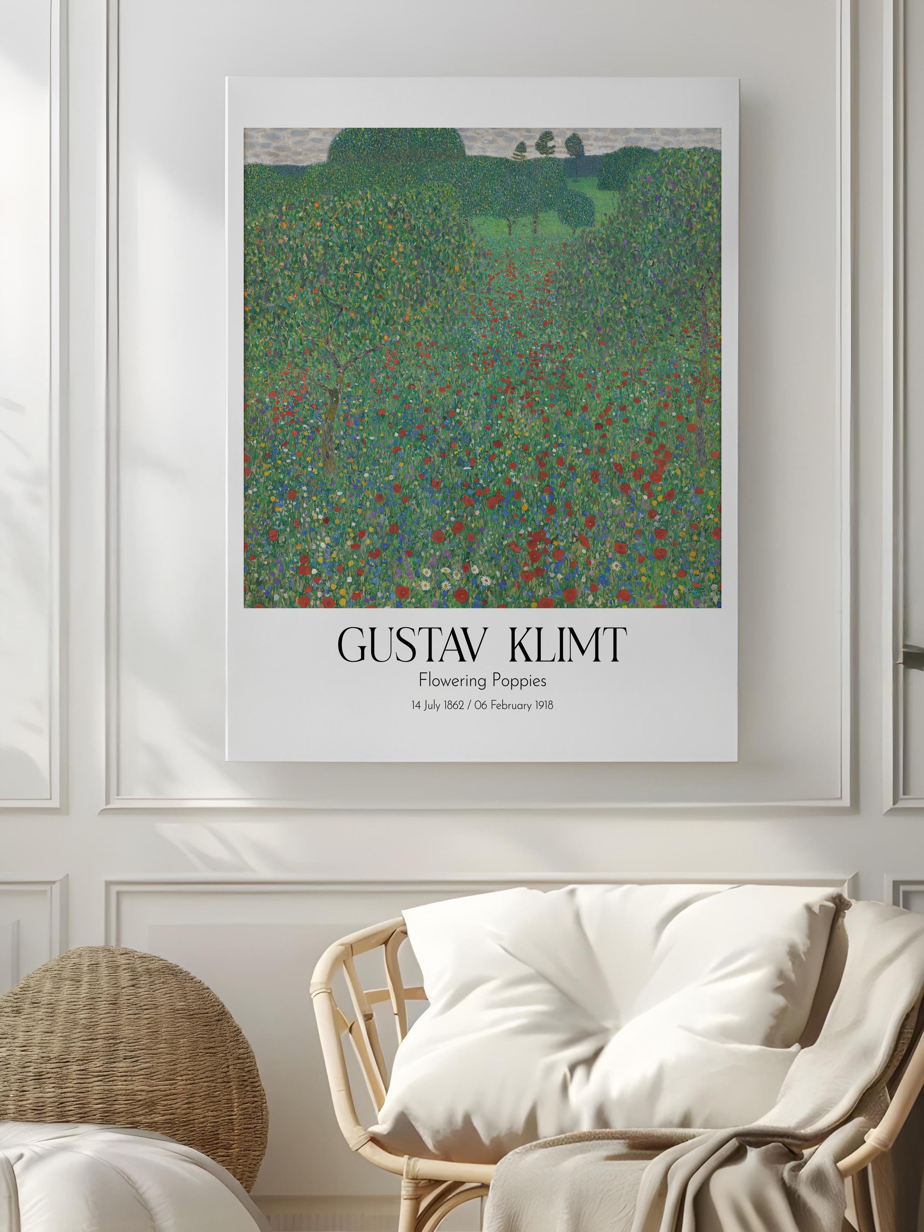 Gustav Klimt - Flowering Poppies, Kanvas Tablo, Sanat Serisi NO:111972