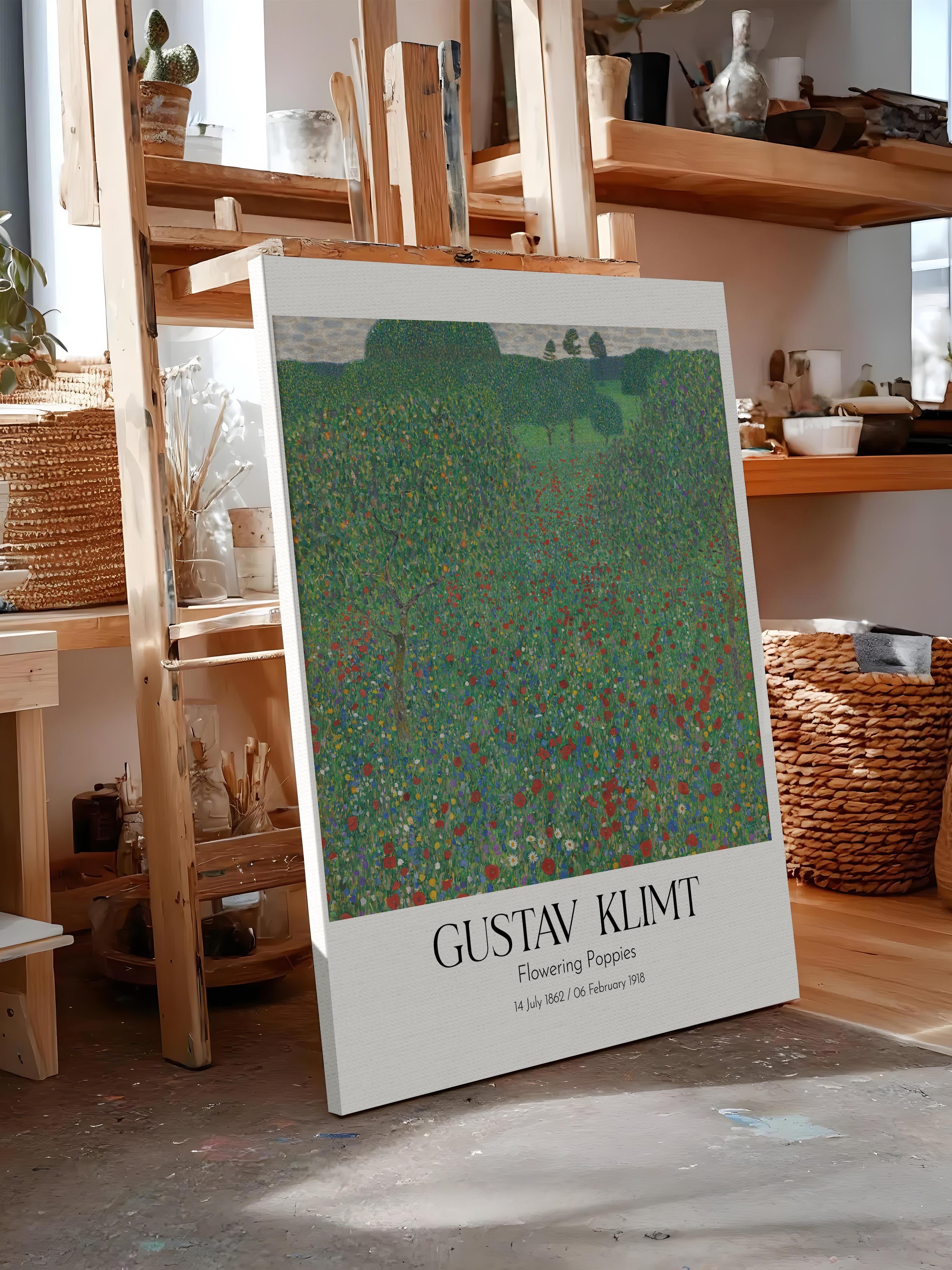 Gustav Klimt - Flowering Poppies, Kanvas Tablo, Sanat Serisi NO:111972