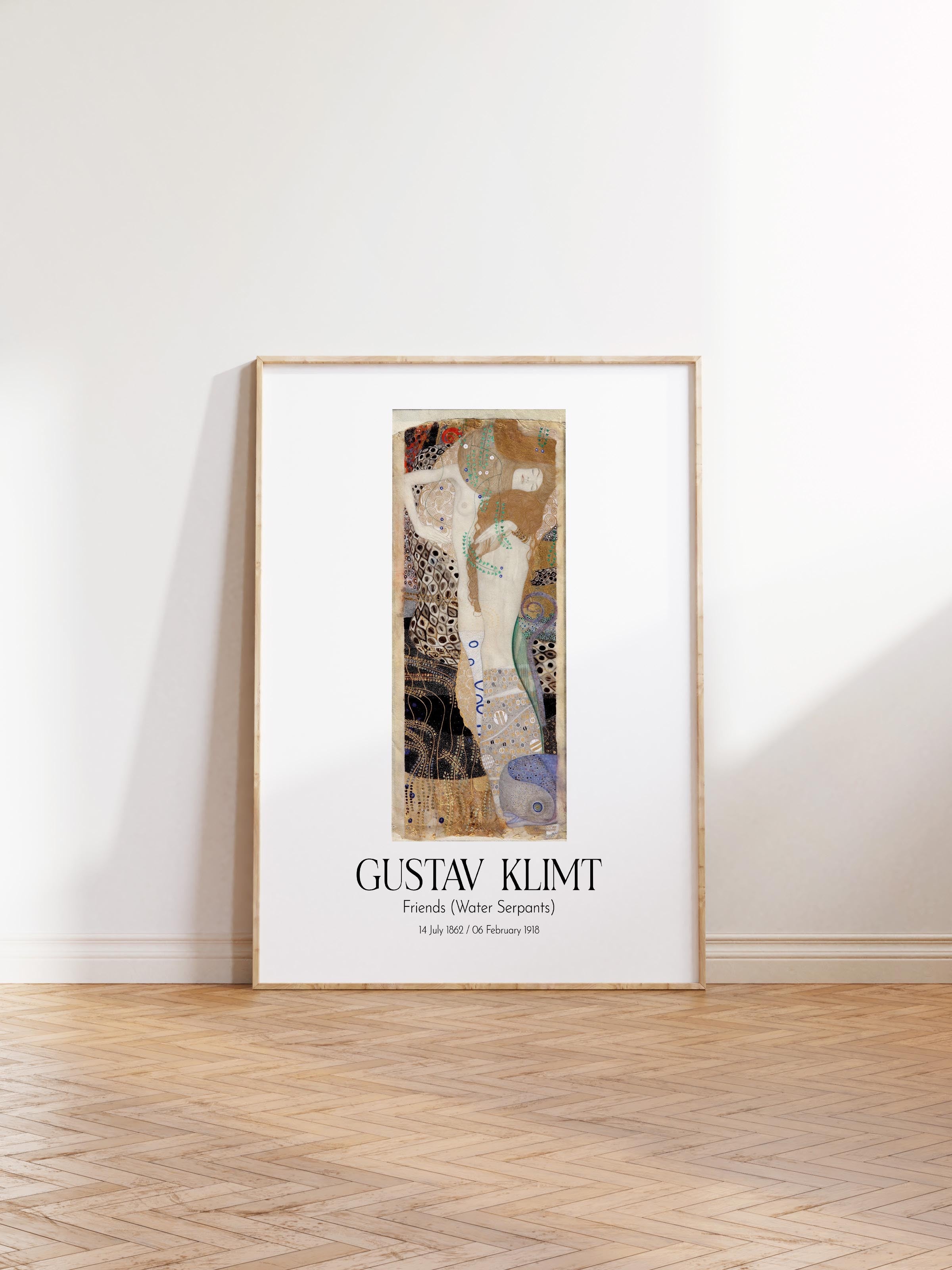 Gustav Klimt - Friends (Water Serpants), Ahşap Çerçeveli Tablo, Sanat Serisi NO:111973