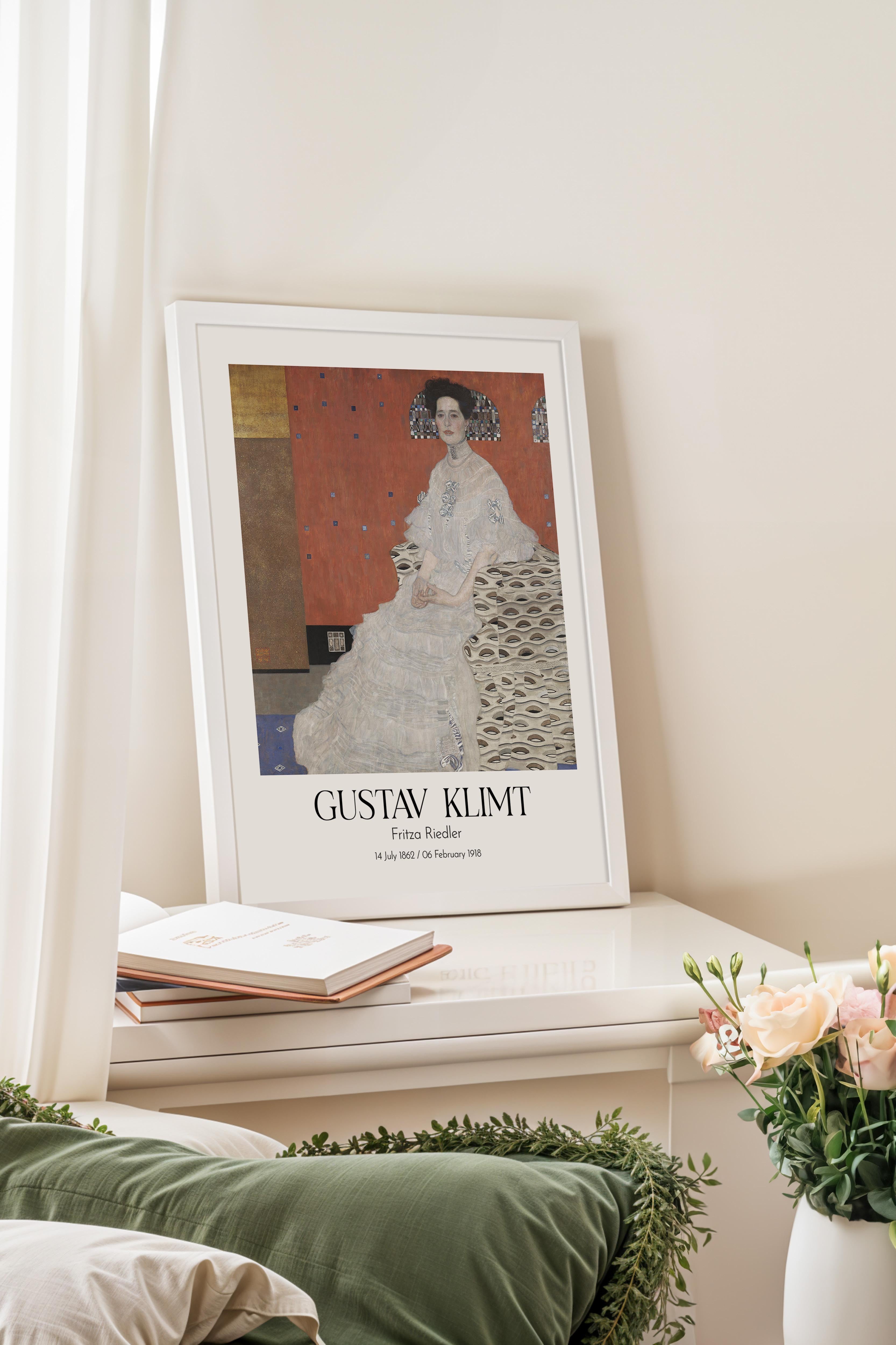 Gustav Klimt - Fritza Riedler, Beyaz Çerçeveli Tablo, Sanat Serisi NO:111992