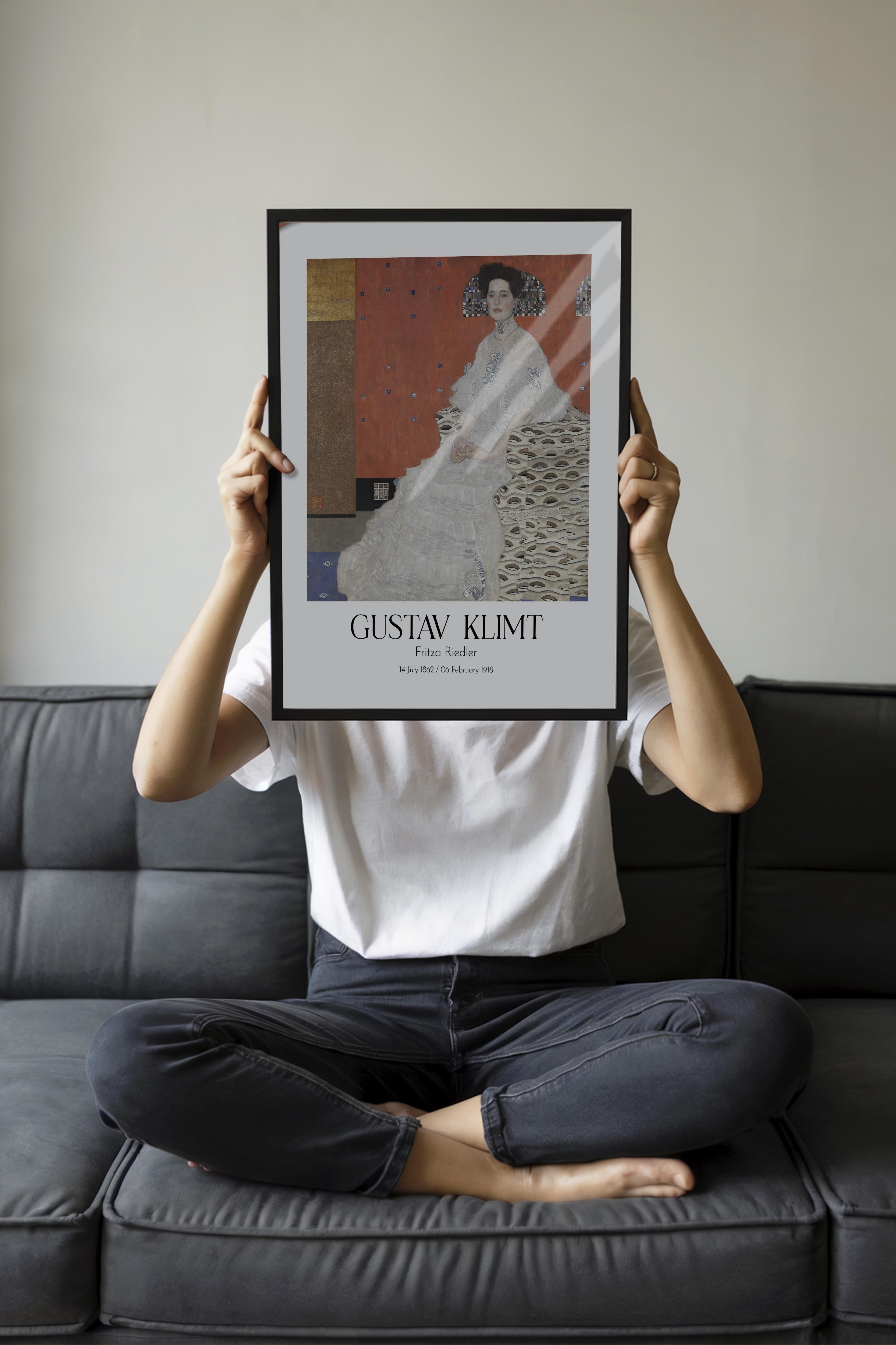 Gustav Klimt - Fritza Riedler, Siyah Çerçeveli Tablo, Sanat Serisi NO:111992