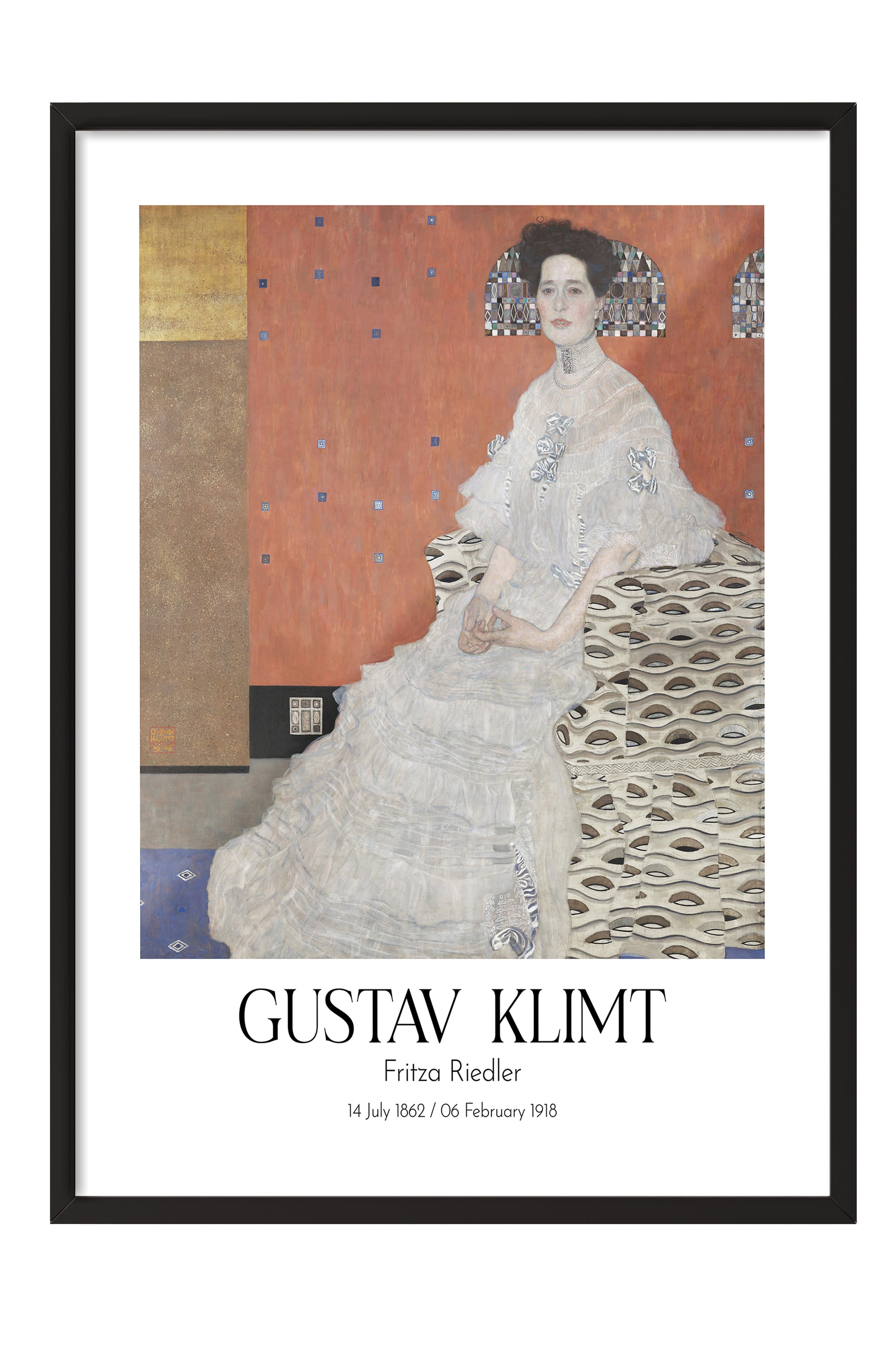 Gustav Klimt - Fritza Riedler, Siyah Çerçeveli Tablo, Sanat Serisi NO:111992
