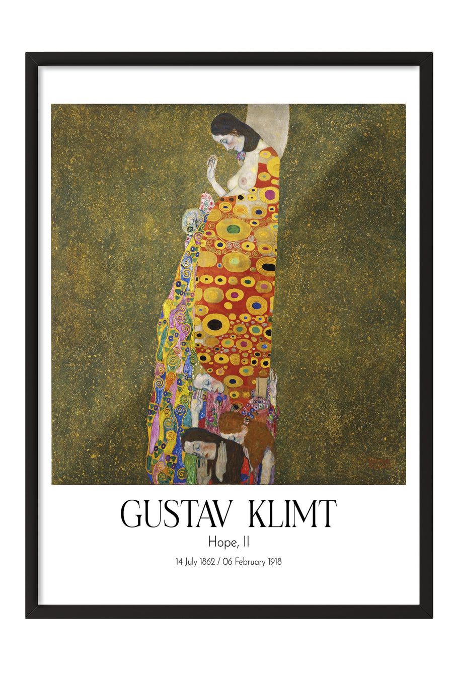 Gustav Klimt - Hope, II, Siyah Çerçeveli Tablo, Sanat Serisi NO:111974