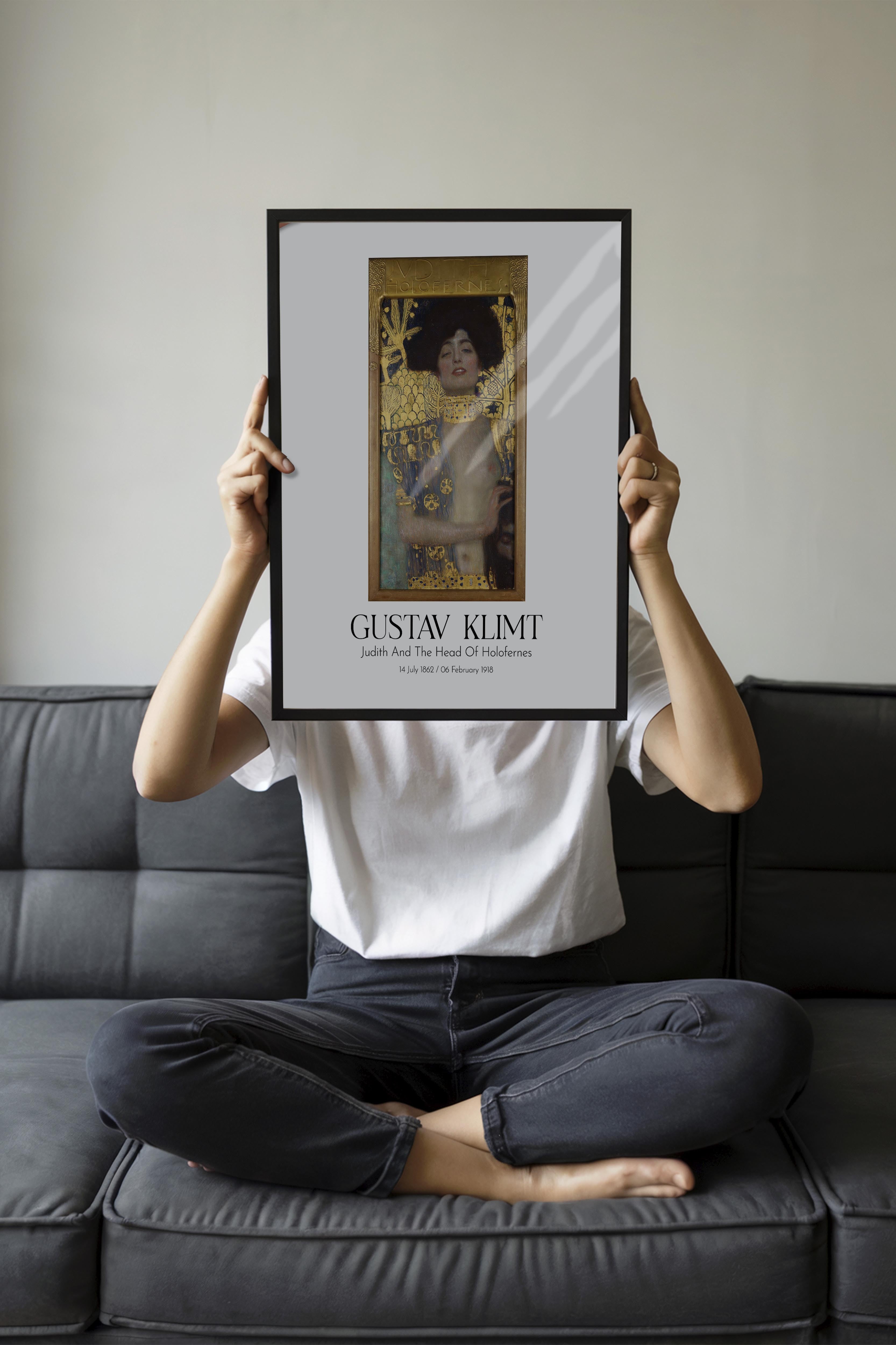 Gustav Klimt - Judith And The Head Of Holofernes, Siyah Çerçeveli Tablo, Sanat Serisi NO:111994