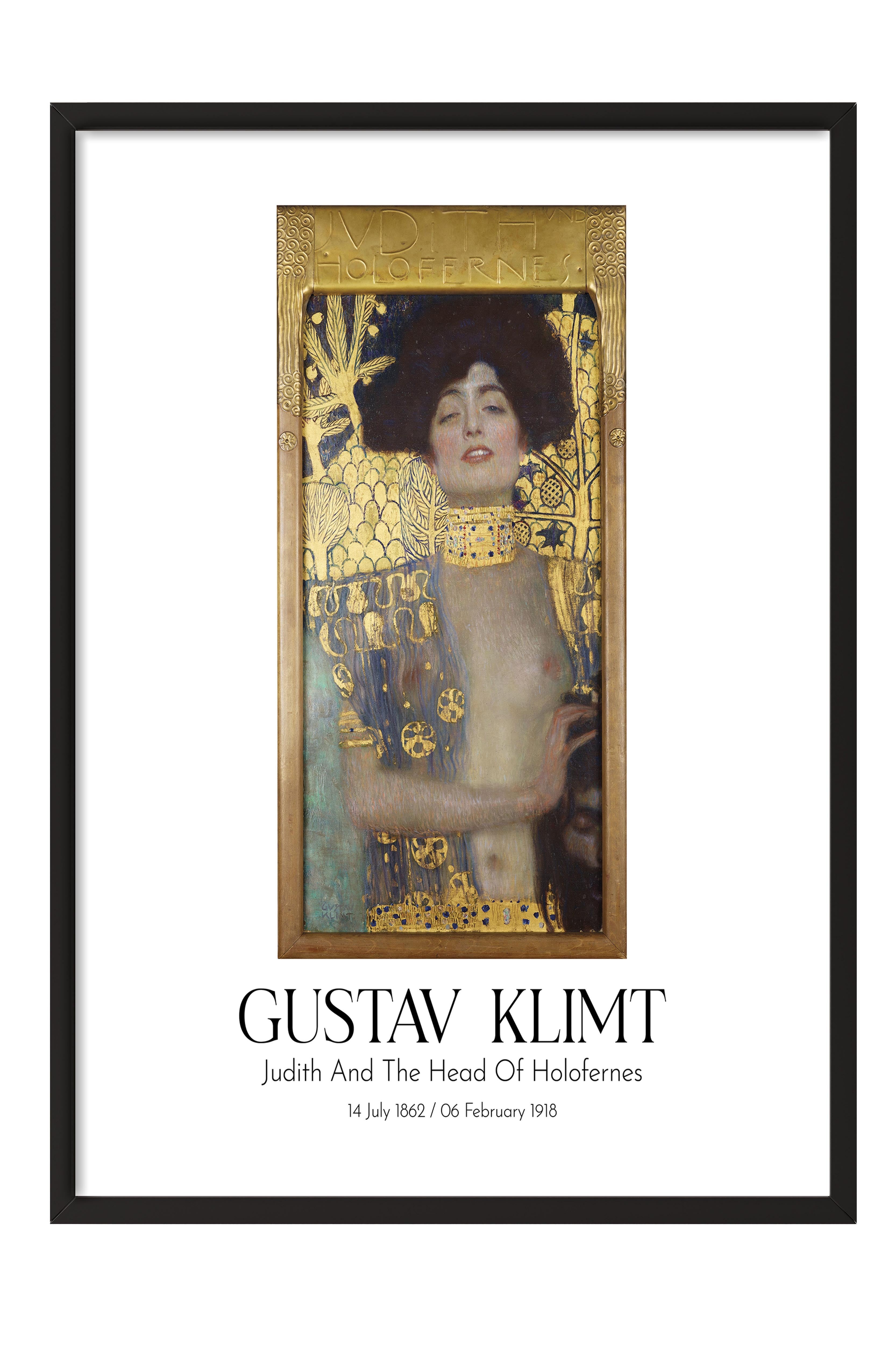 Gustav Klimt - Judith And The Head Of Holofernes, Siyah Çerçeveli Tablo, Sanat Serisi NO:111994