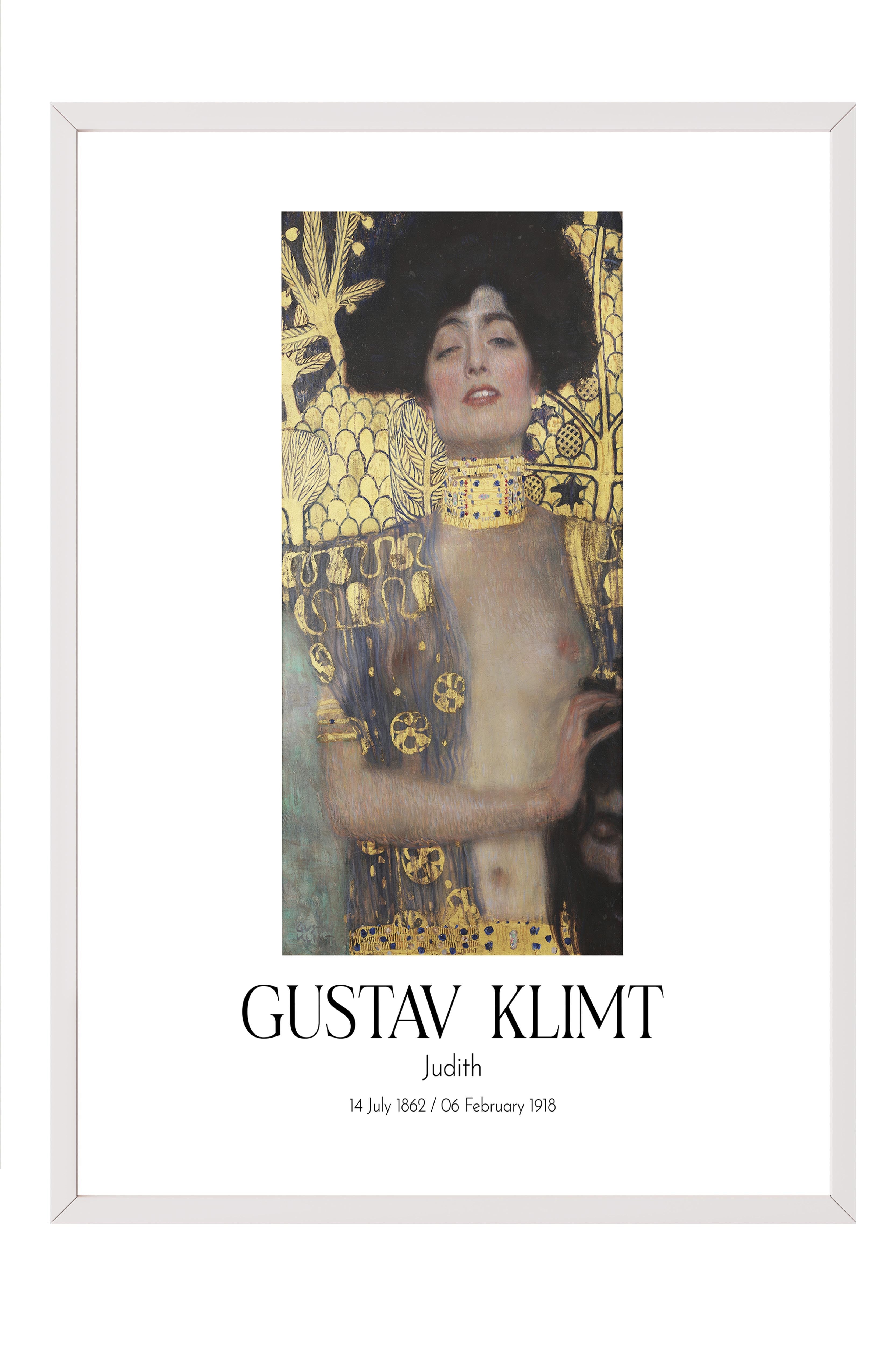 Gustav Klimt - Judith, Beyaz Çerçeveli Tablo, Sanat Serisi NO:111976