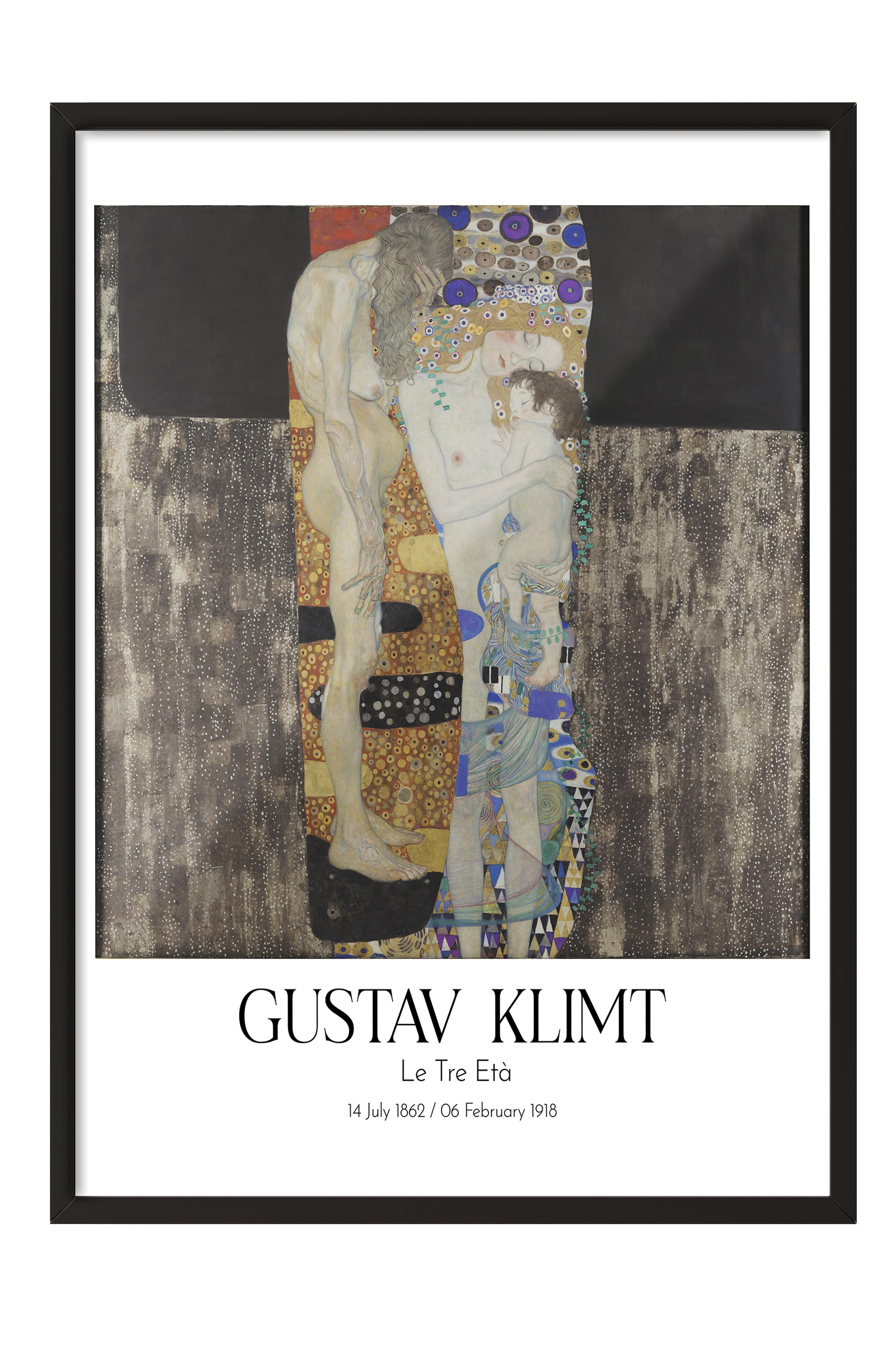 Gustav Klimt - Le Tre Età, Siyah Çerçeveli Tablo, Sanat Serisi NO:111995