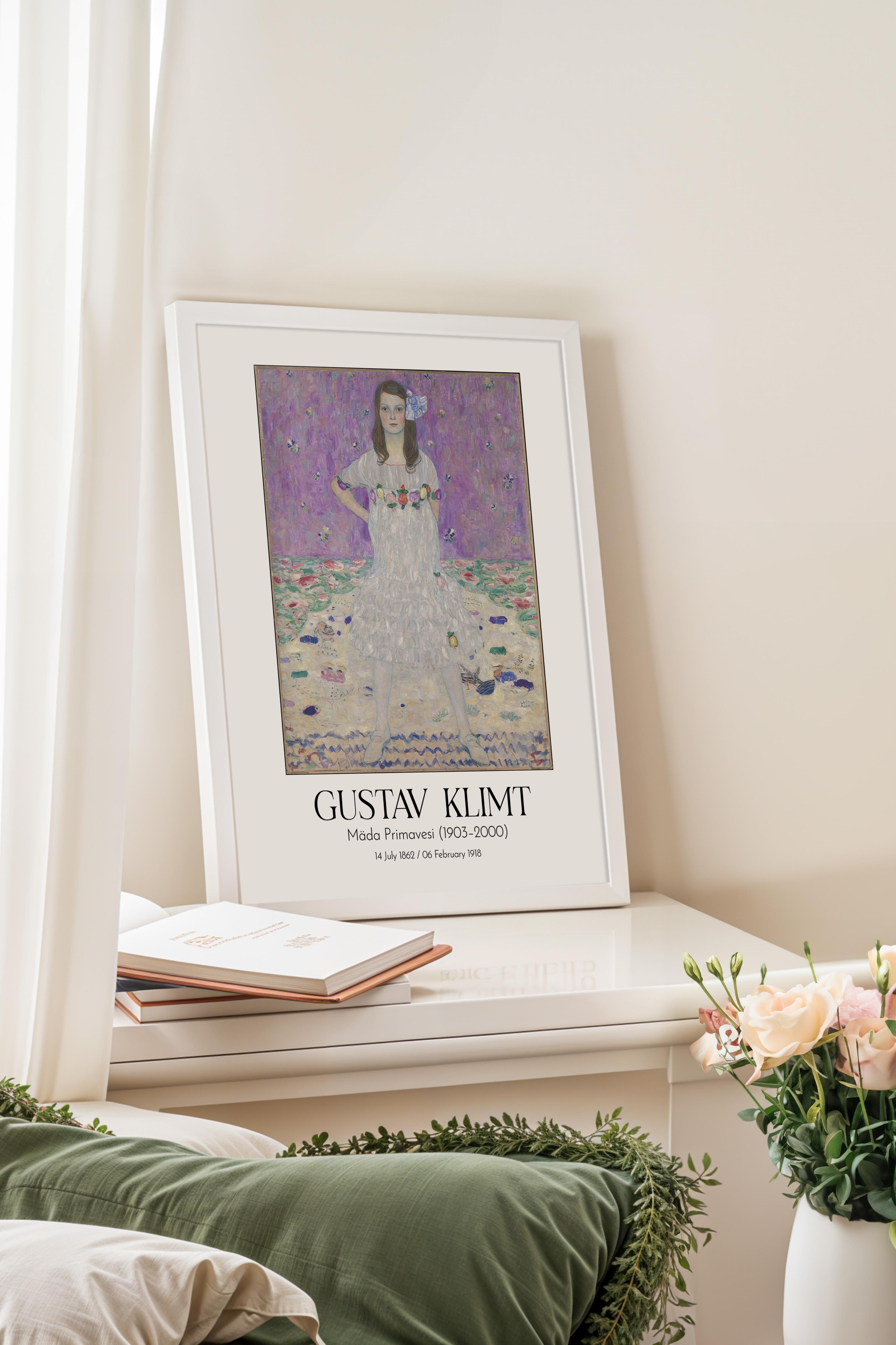 Gustav Klimt - Mäda Primavesi (1903–2000), Beyaz Çerçeveli Tablo, Sanat Serisi NO:111996