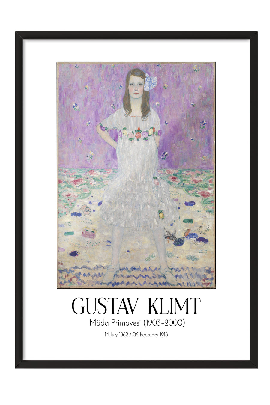 Gustav Klimt - Mäda Primavesi (1903–2000), Siyah Çerçeveli Tablo, Sanat Serisi NO:111996