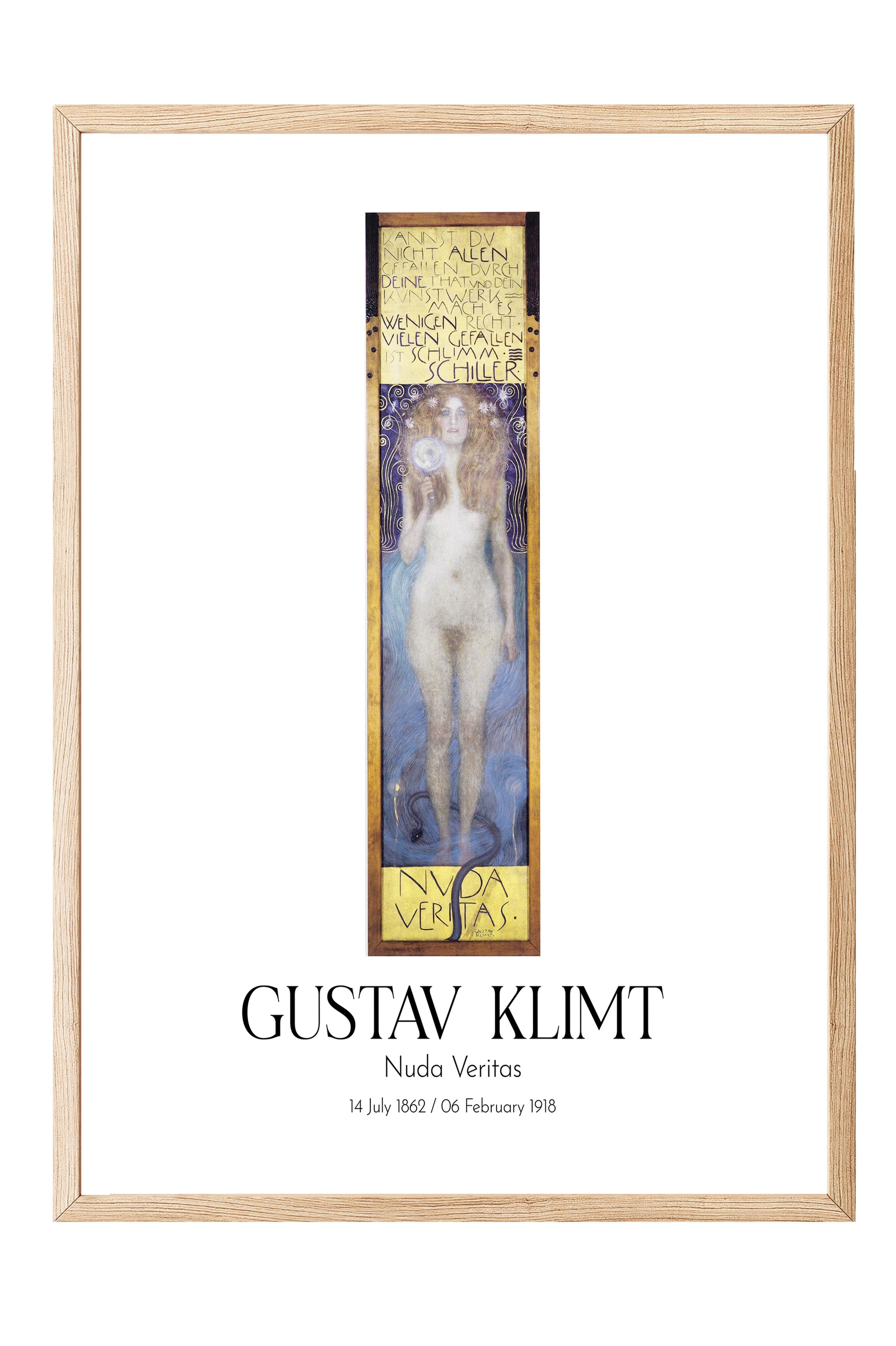 Gustav Klimt - Nuda Veritas, Ahşap Çerçeveli Tablo, Sanat Serisi NO:111997